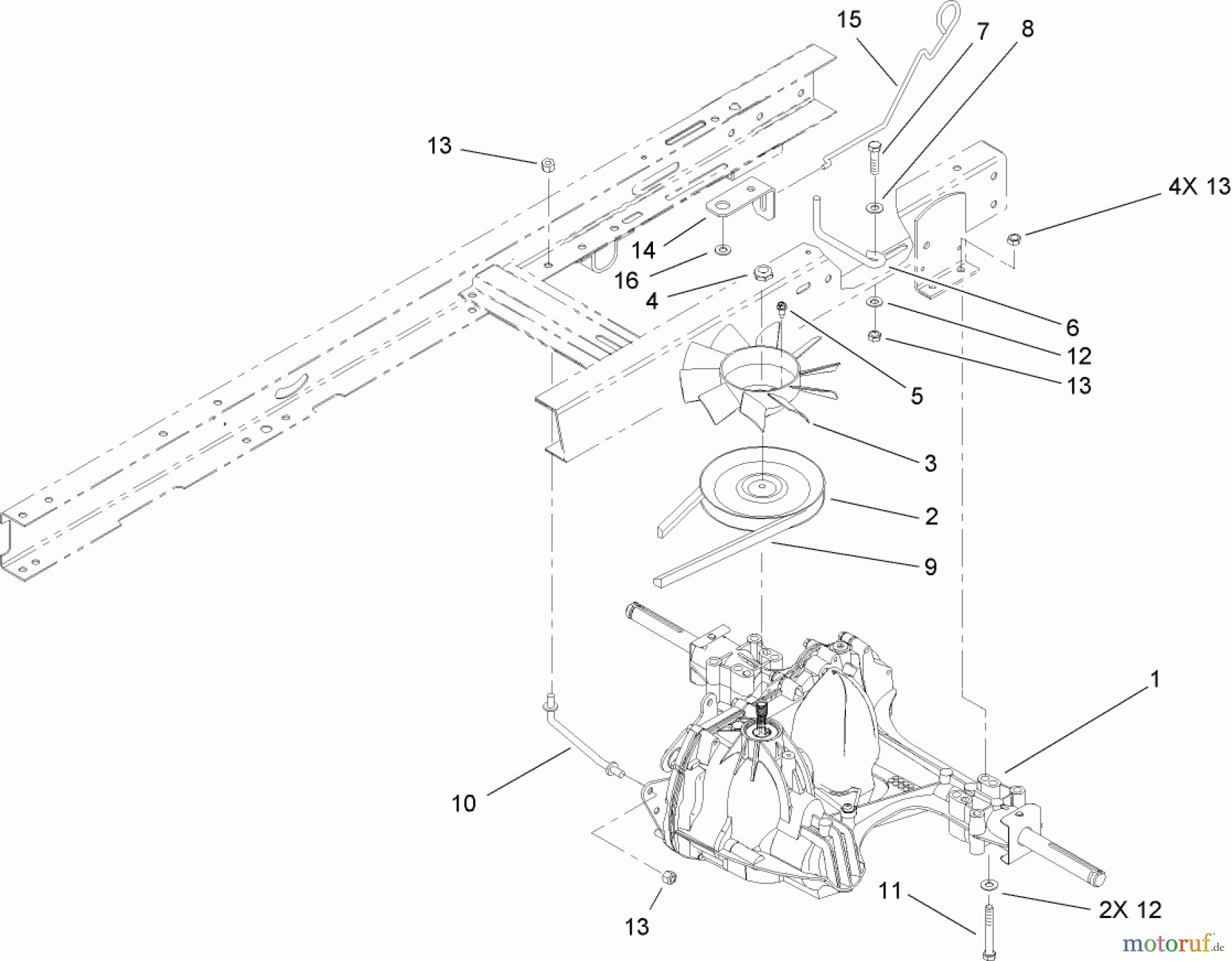 Toro Neu Mowers, Lawn & Garden Tractor Seite 1 71253 (XL 440H) - Toro XL 440H Lawn Tractor, 2008 (280000001-280999999) TRANSAXLE ASSEMBLY