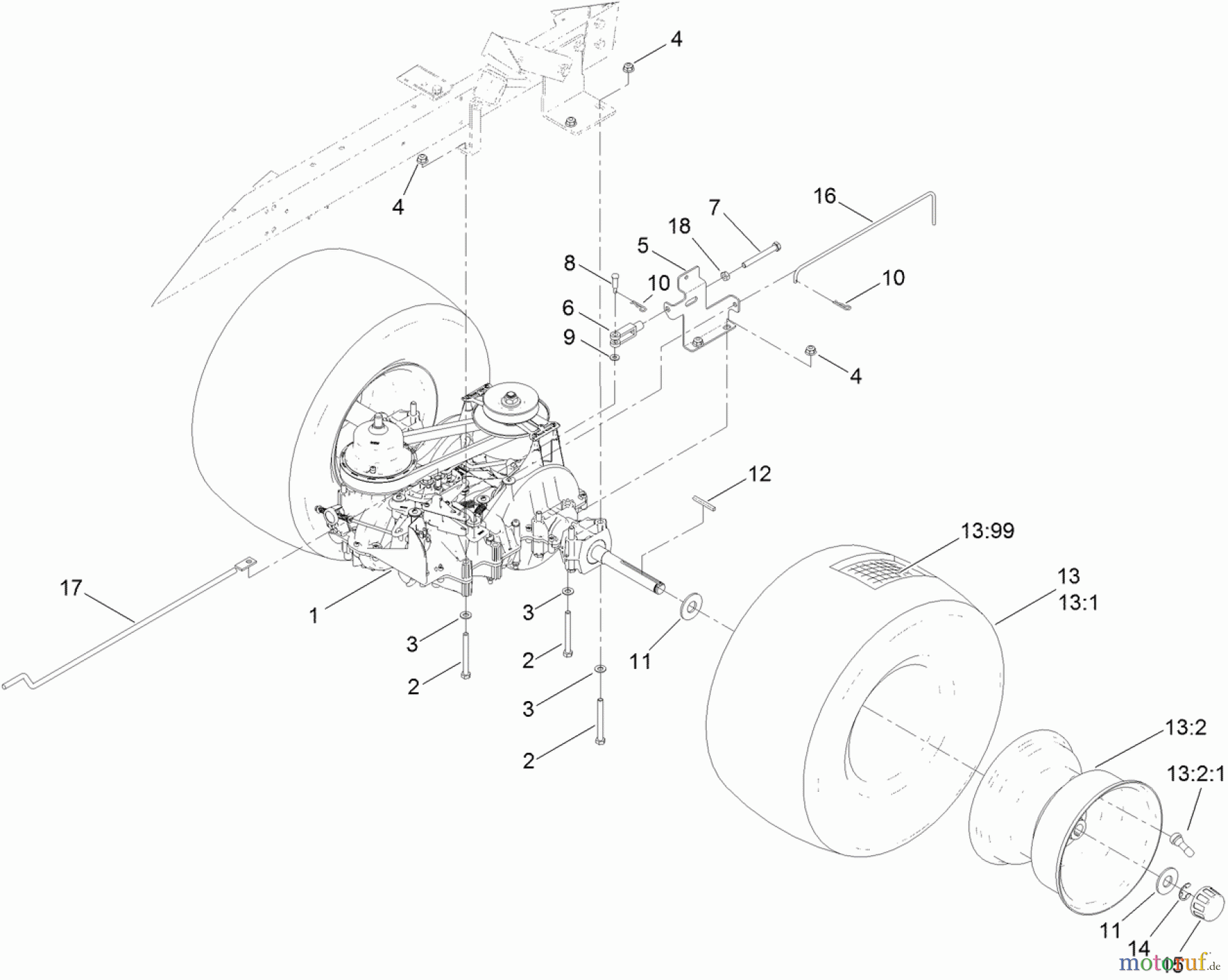 Toro Neu Mowers, Lawn & Garden Tractor Seite 1 71254 (XLS 380) - Toro XLS 380 Lawn Tractor, 2011 (311000001-311999999) TRACTION DRIVE ASSEMBLY