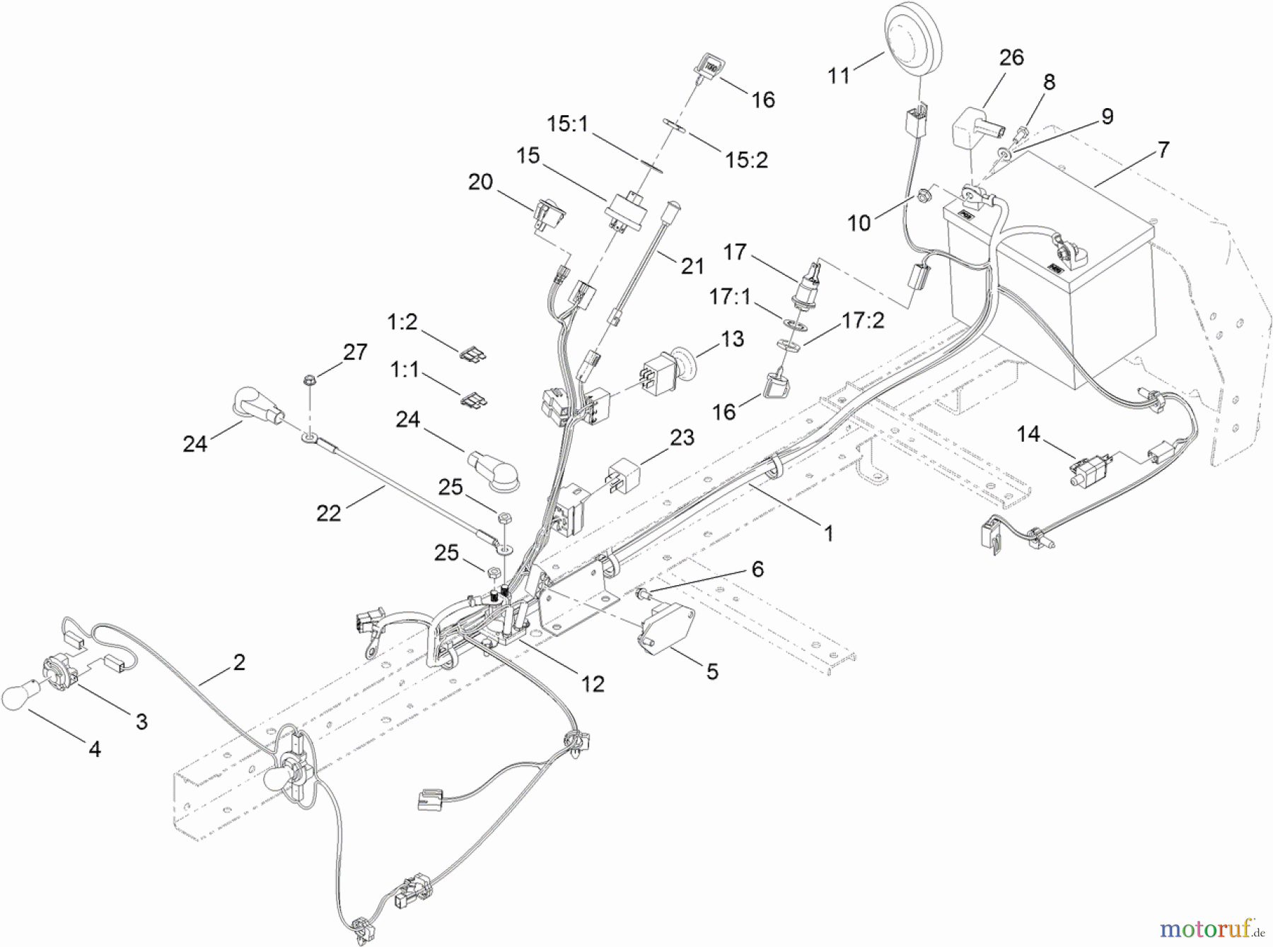 Toro Neu Mowers, Lawn & Garden Tractor Seite 1 71254 (XLS 380) - Toro XLS 380 Lawn Tractor, 2012 (SN 312000001-312999999) ELECTRICAL ASSEMBLY