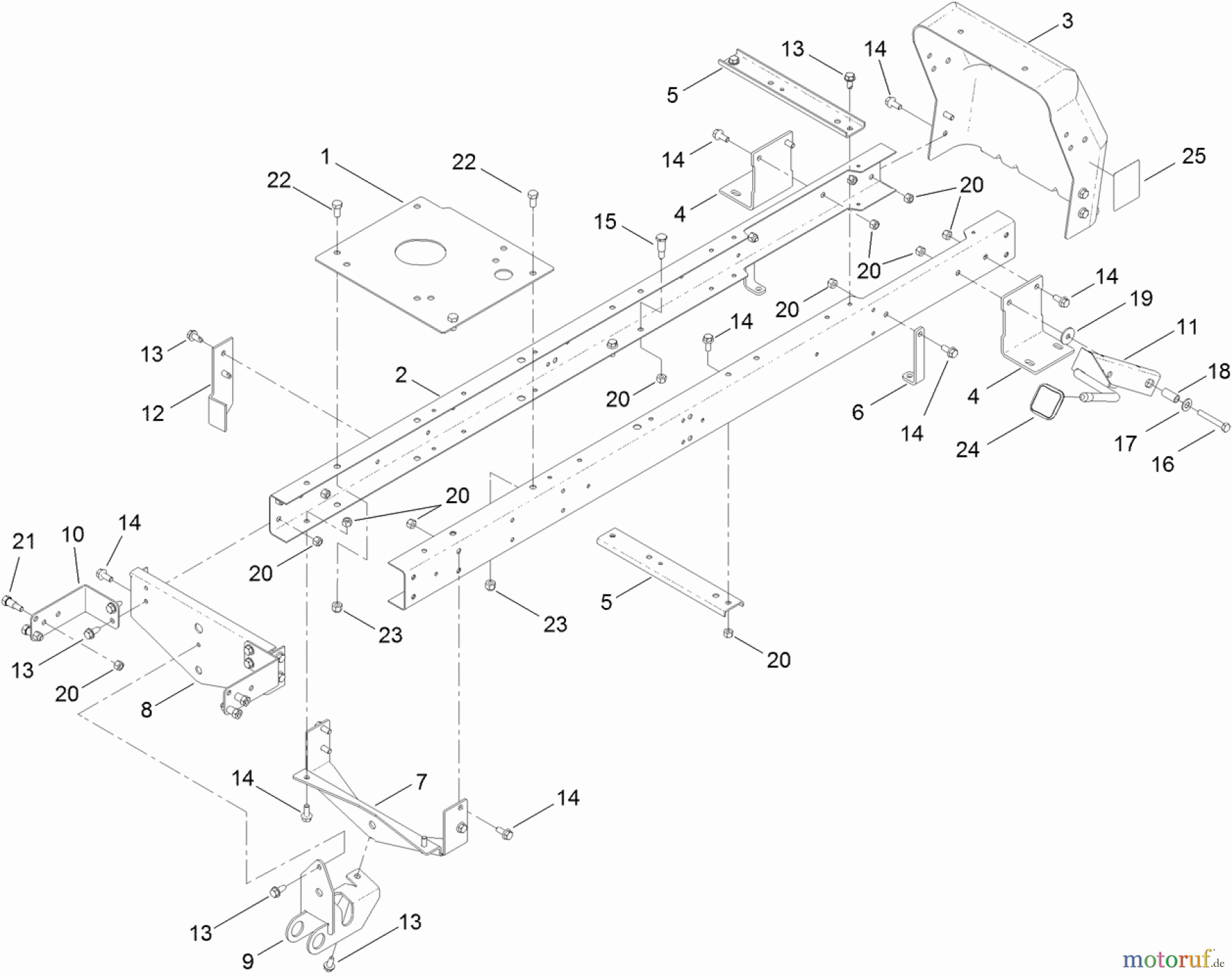 Toro Neu Mowers, Lawn & Garden Tractor Seite 1 71255 (XLS 420T) - Toro XLS 420T Lawn Tractor, 2011 (311000001-311999999) FRAME ASSEMBLY