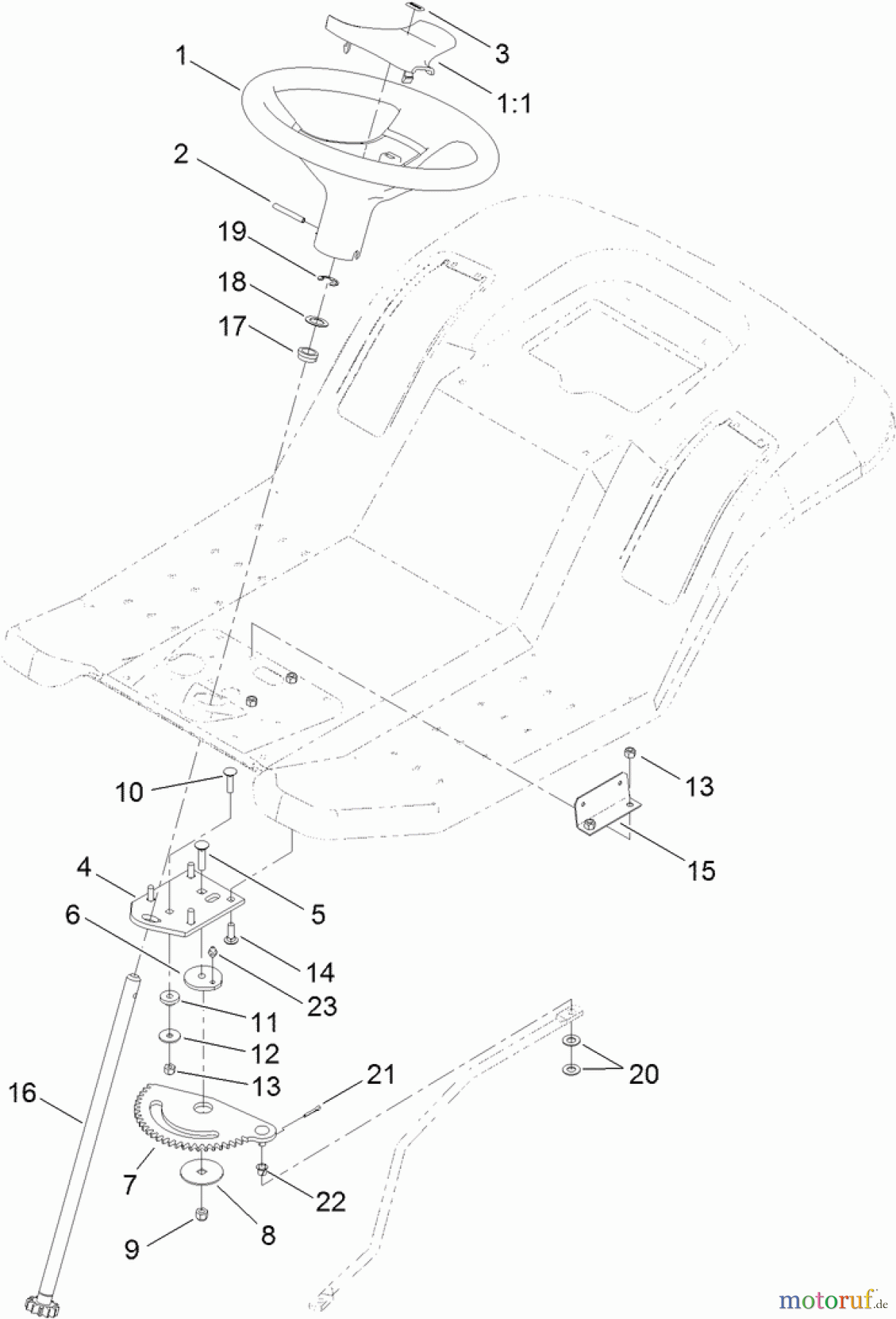 Toro Neu Mowers, Lawn & Garden Tractor Seite 1 71255 (XLS 420T) - Toro XLS 420T Lawn Tractor, 2011 (311000001-311999999) STEERING ASSEMBLY