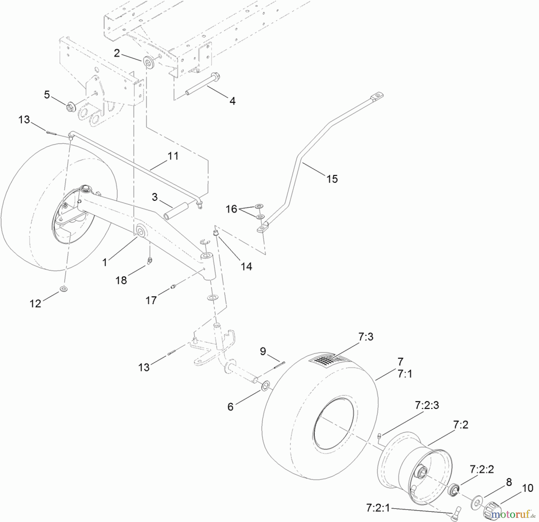 Toro Neu Mowers, Lawn & Garden Tractor Seite 1 71255 (XLS 420T) - Toro XLS 420T Lawn Tractor, 2012 (SN 312000001-312999999) FRONT WHEEL AND AXLE ASSEMBLY