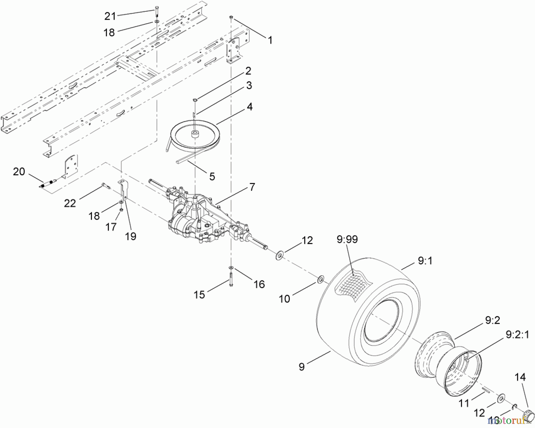 Toro Neu Mowers, Lawn & Garden Tractor Seite 1 71257 (XL 320) - Toro XL 320 Lawn Tractor, 2009 (290000001-290999999) 5 SPEED TRANSAXLE ASSEMBLY