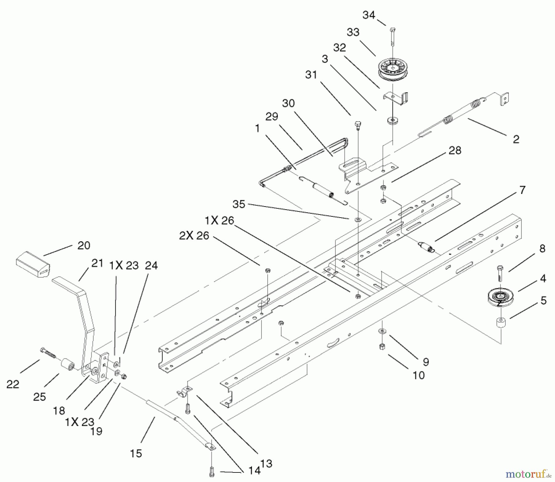Toro Neu Mowers, Lawn & Garden Tractor Seite 1 71282 (17-44HXLE) - Toro 17-44HXLE Lawn Tractor, 2001 (210000001-210999999) TRACTION BRAKE ASSEMBLY