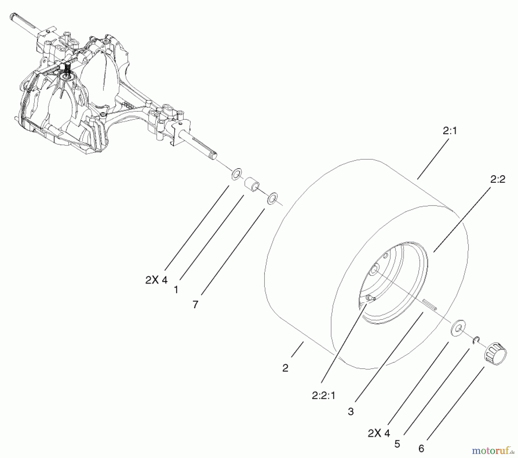  Toro Neu Mowers, Lawn & Garden Tractor Seite 1 71282 (17-44HXLE) - Toro 17-44HXLE Lawn Tractor, 2001 (210000001-210999999) WHEEL & TIRE ASSEMBLY