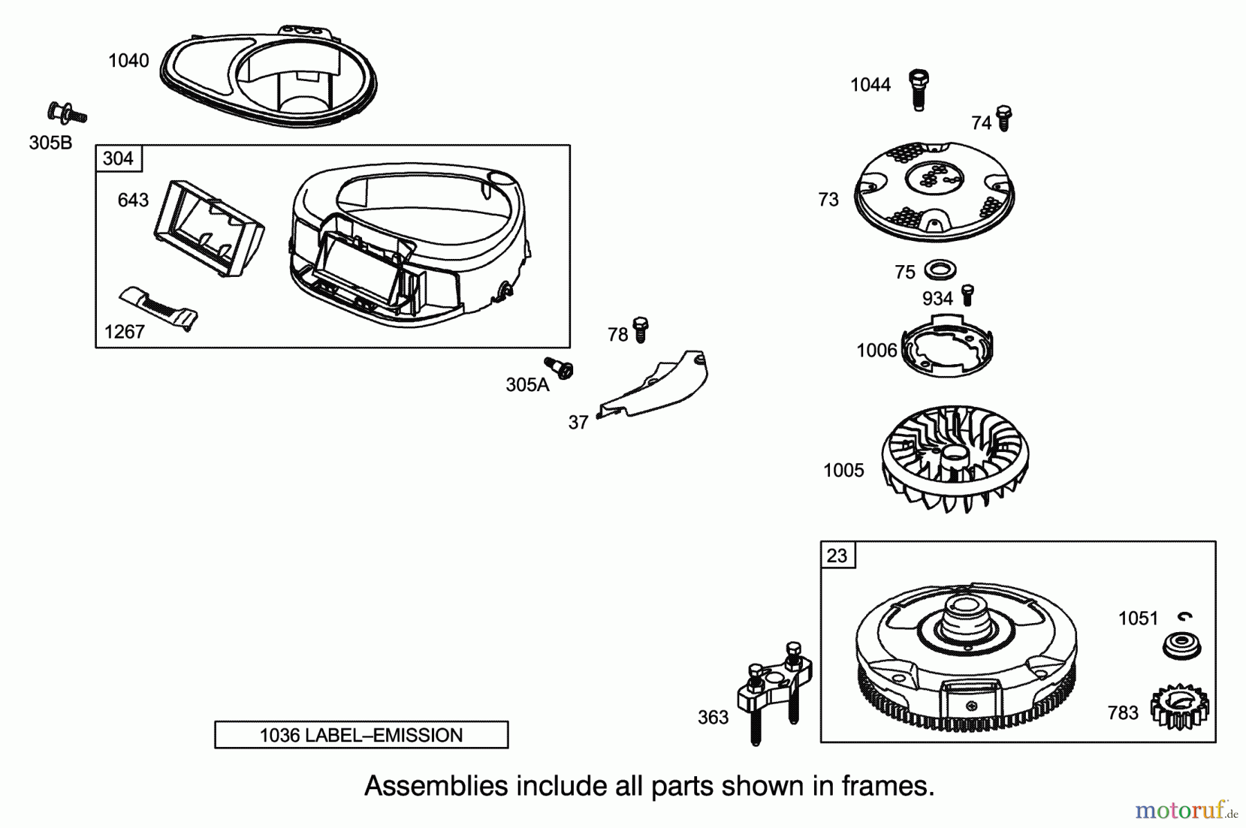  Toro Neu Mowers, Lawn & Garden Tractor Seite 1 71283 (17-44HXLE) - Toro 17-44HXLE Lawn Tractor, 2002 (220010001-220999999) BLOWER HOUSING ASSEMBLY ENGINE BRIGGS AND STRATTON MODEL 31F777-0123-E1