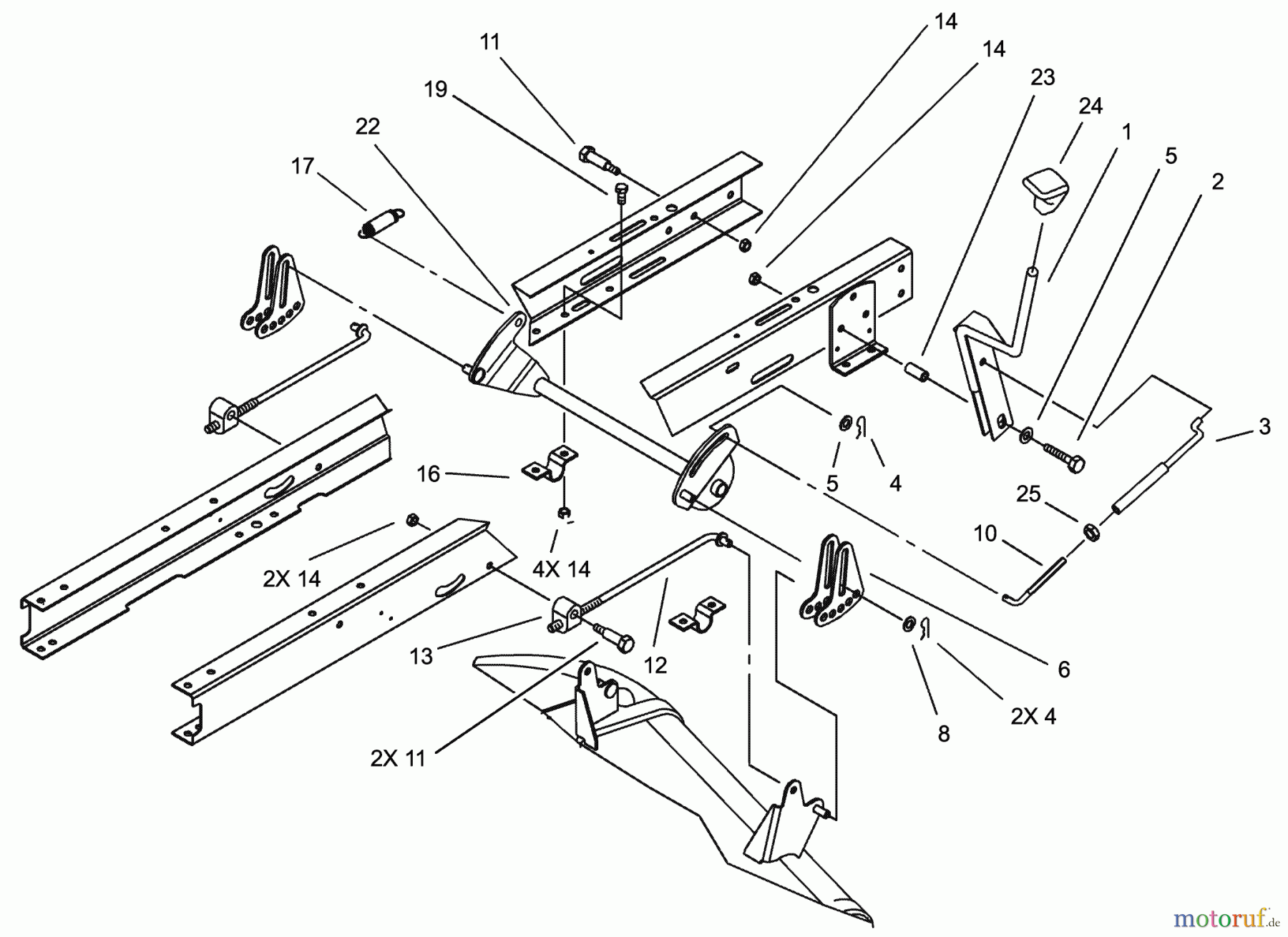 Toro Neu Mowers, Lawn & Garden Tractor Seite 1 71283 (17-44HXLE) - Toro 17-44HXLE Lawn Tractor, 2002 (220010001-220999999) HEIGHT OF CUT ASSEMBLY