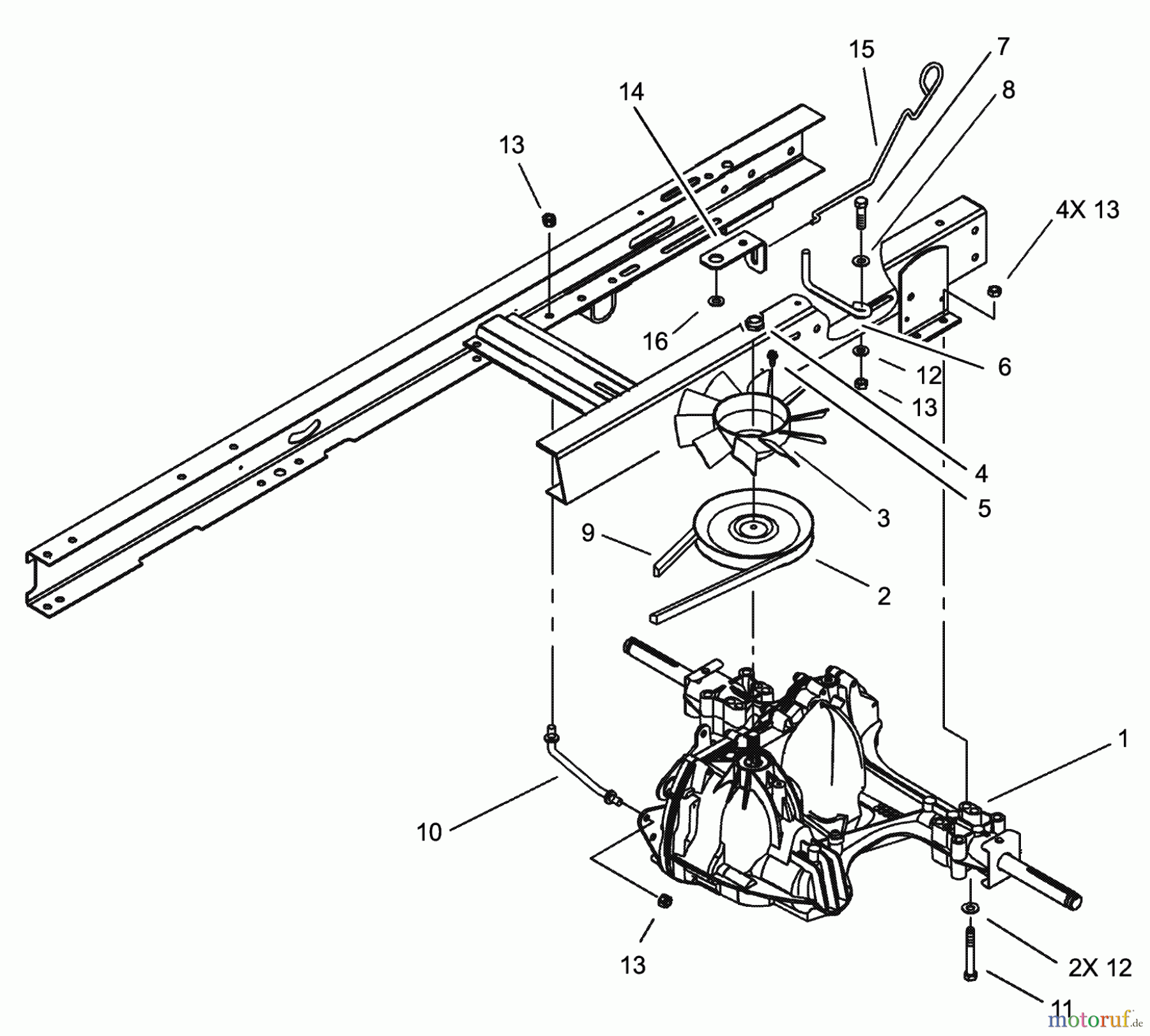  Toro Neu Mowers, Lawn & Garden Tractor Seite 1 71283 (17-44HXLE) - Toro 17-44HXLE Lawn Tractor, 2002 (220010001-220999999) HYDRO TRANSAXLE ASSEMBLY