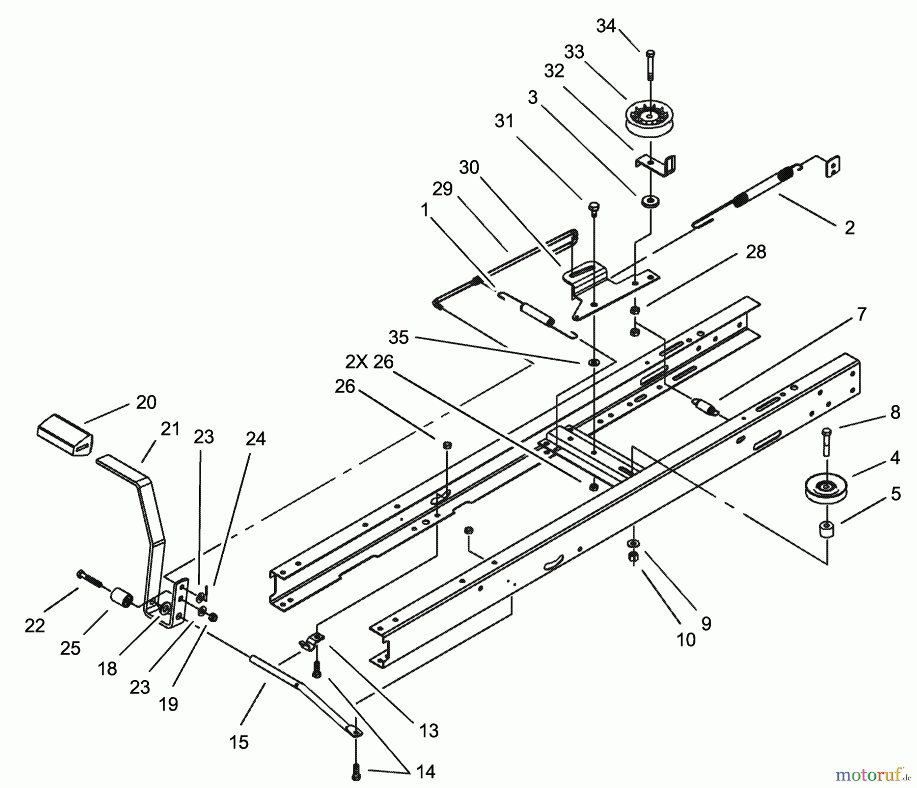  Toro Neu Mowers, Lawn & Garden Tractor Seite 1 71283 (17-44HXLE) - Toro 17-44HXLE Lawn Tractor, 2002 (220010001-220999999) TRACTION AND BRAKE ASSEMBLY