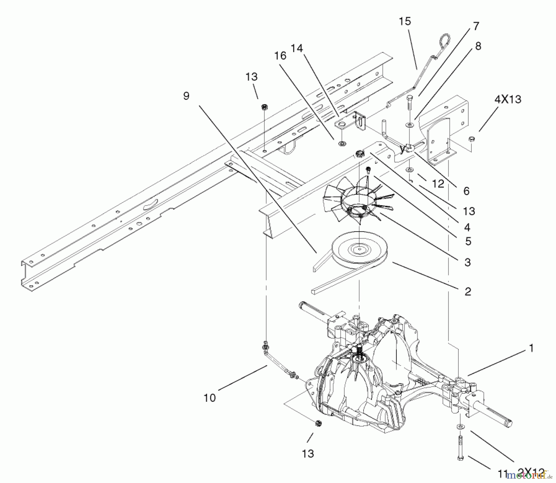  Toro Neu Mowers, Lawn & Garden Tractor Seite 1 71283 (17-44HXLE) - Toro 17-44HXLE Lawn Tractor, 2004 (240000001-240999999) HYDRO TRANSAXLE ASSEMBLY