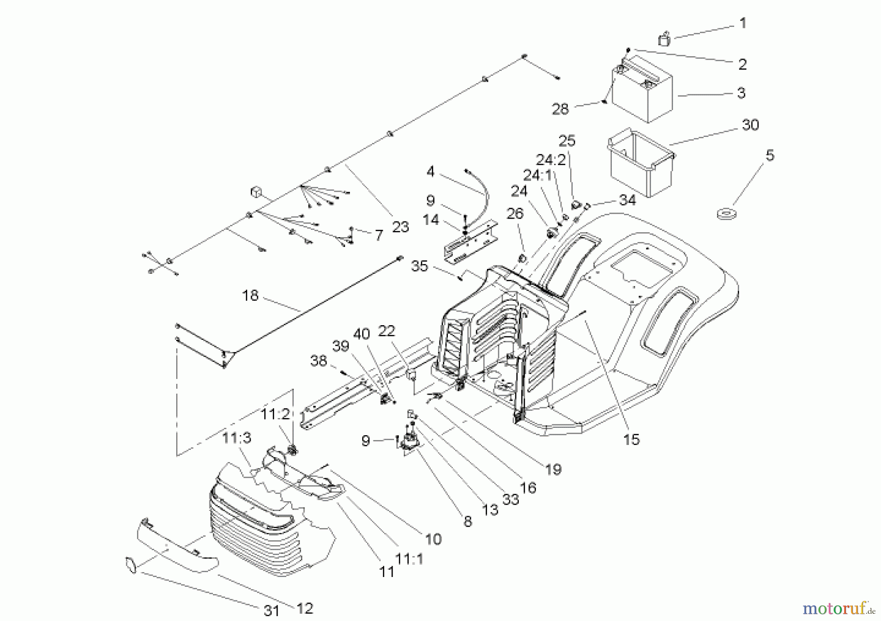 Toro Neu Mowers, Lawn & Garden Tractor Seite 1 71285 (18-44HXLE) - Toro 18-44HXLE Lawn Tractor, 2004 (240000001-240999999) ELECTRICAL COMPONENT ASSEMBLY