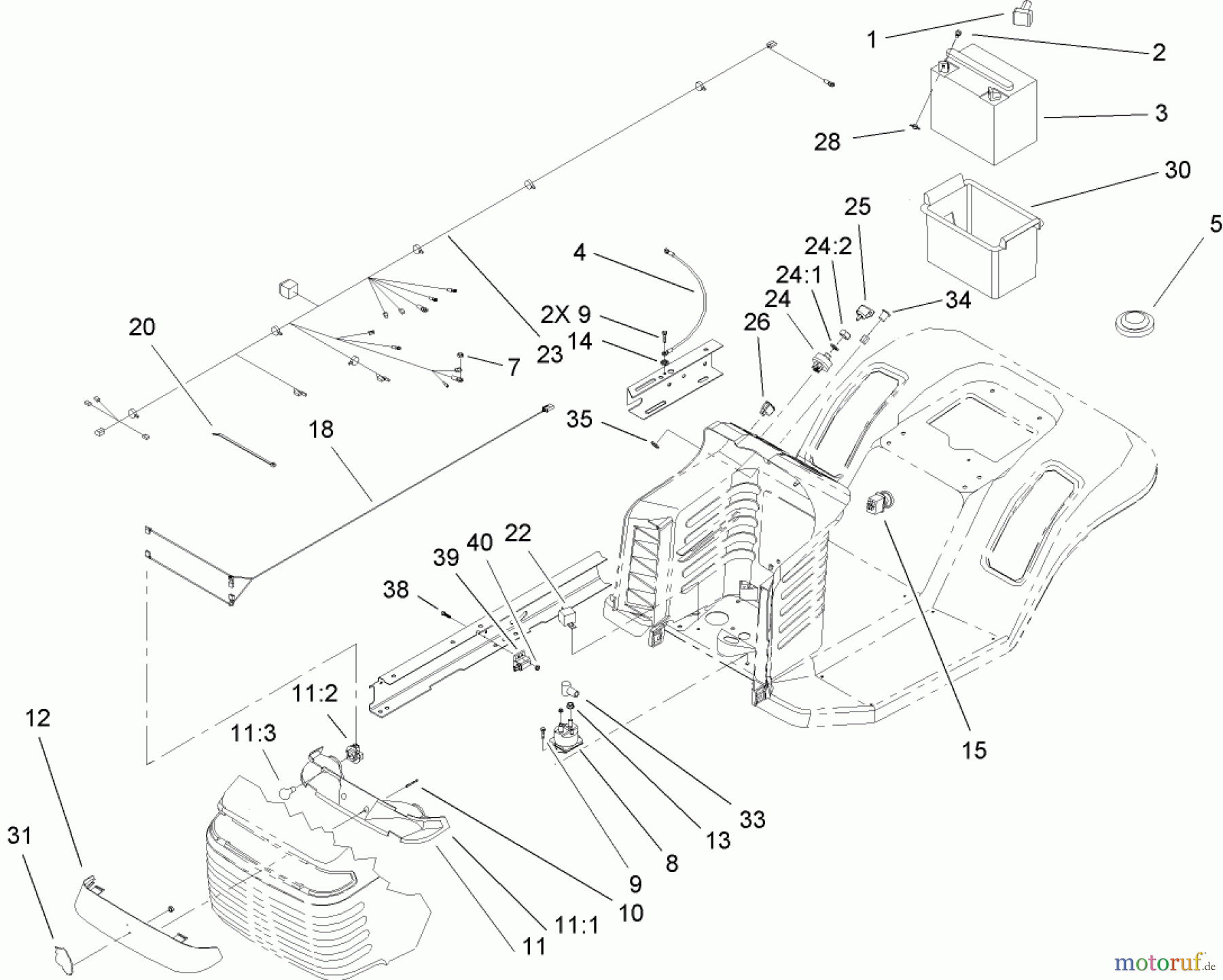  Toro Neu Mowers, Lawn & Garden Tractor Seite 1 71286 (XL 440H) - Toro XL 440H Lawn Tractor, 2005 (250000001-250999999) ELECTRICAL ASSEMBLY