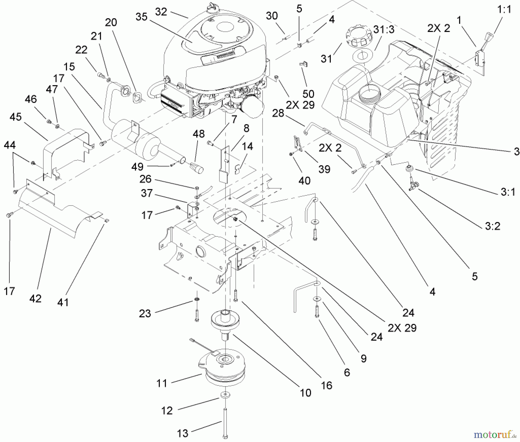 Toro Neu Mowers, Lawn & Garden Tractor Seite 1 71286 (XL 440H) - Toro XL 440H Lawn Tractor, 2005 (250000001-250999999) ENGINE ASSEMBLY