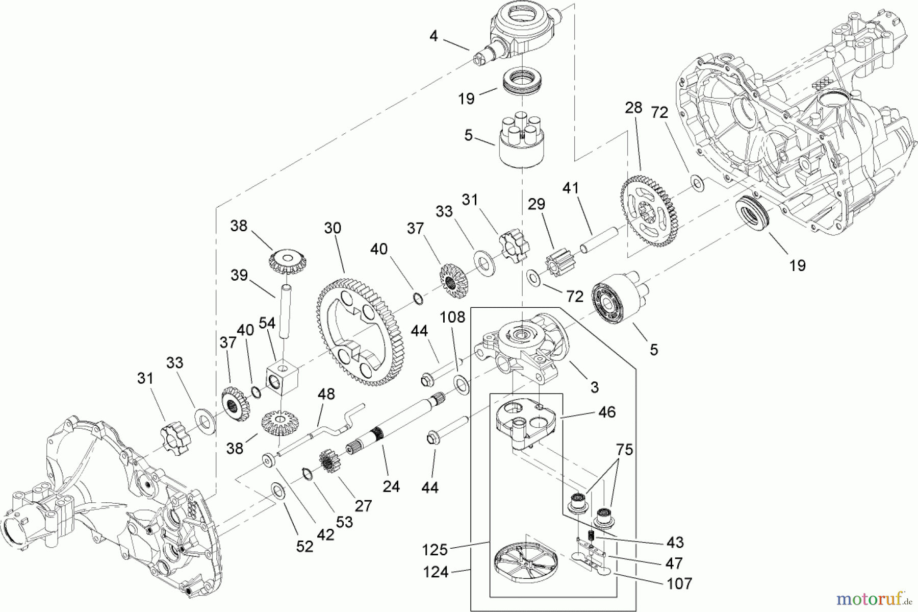 Toro Neu Mowers, Lawn & Garden Tractor Seite 1 71286 (XL 440H) - Toro XL 440H Lawn Tractor, 2005 (250000001-250999999) GEAR ASSEMBLY TRANSAXLE NO. 104-1760