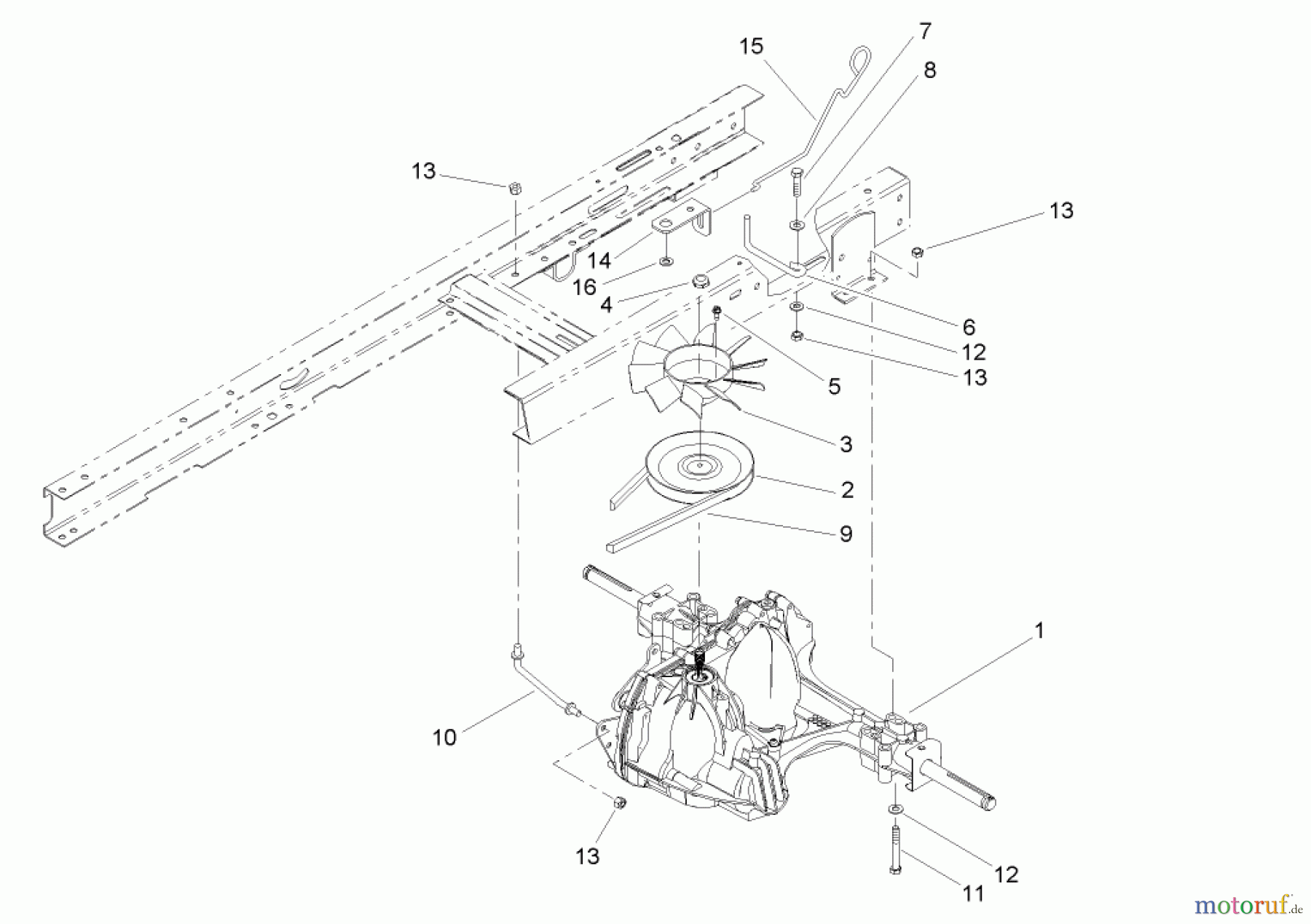 Toro Neu Mowers, Lawn & Garden Tractor Seite 1 71286 (XL 440H) - Toro XL 440H Lawn Tractor, 2005 (250000001-250999999) TRANSAXLE COMPONENT ASSEMBLY