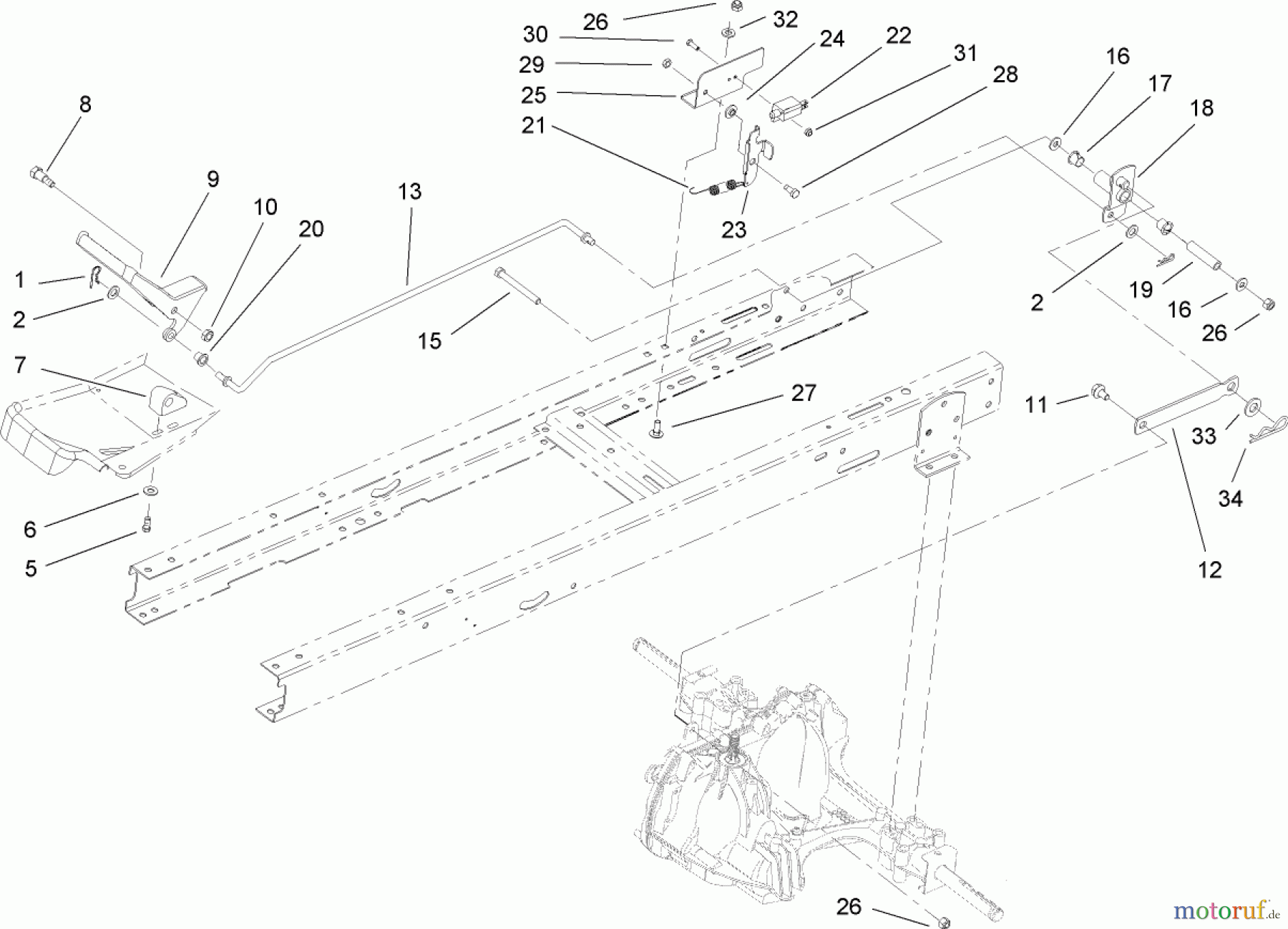 Toro Neu Mowers, Lawn & Garden Tractor Seite 1 71286 (XL 440H) - Toro XL 440H Lawn Tractor, 2006 (260000001-260999999) TRANSAXLE INSTALLATION ASSEMBLY