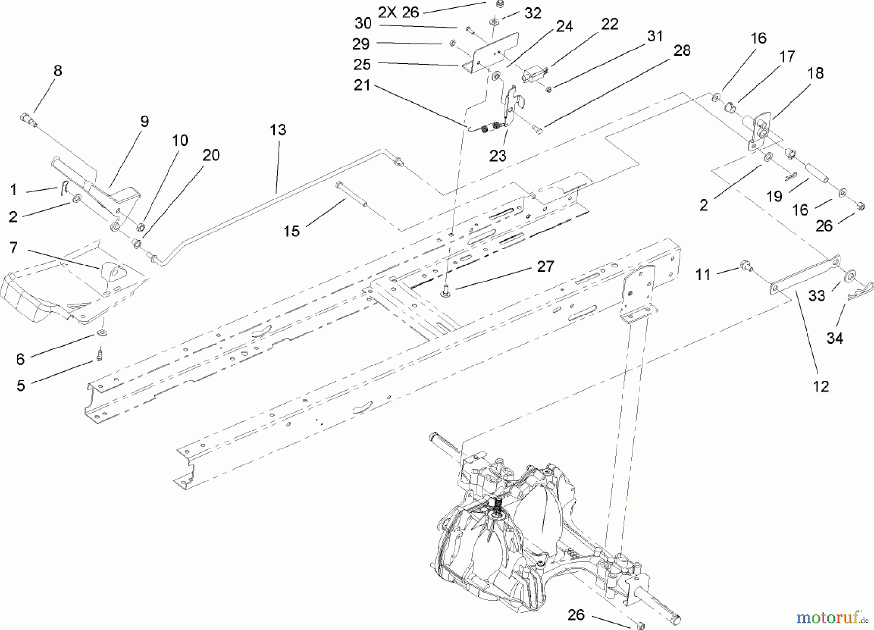  Toro Neu Mowers, Lawn & Garden Tractor Seite 1 71286 (XL 440H) - Toro XL 440H Lawn Tractor, 2007 (270000001-270999999) TRANSAXLE INSTALLATION ASSEMBLY