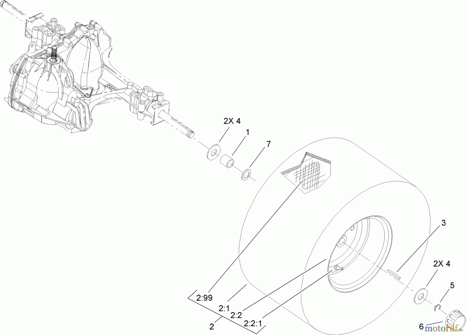 Toro Neu Mowers, Lawn & Garden Tractor Seite 1 71286 (XL 440H) - Toro XL 440H Lawn Tractor, 2007 (270000001-270999999) WHEEL AND TIRE ASSEMBLY