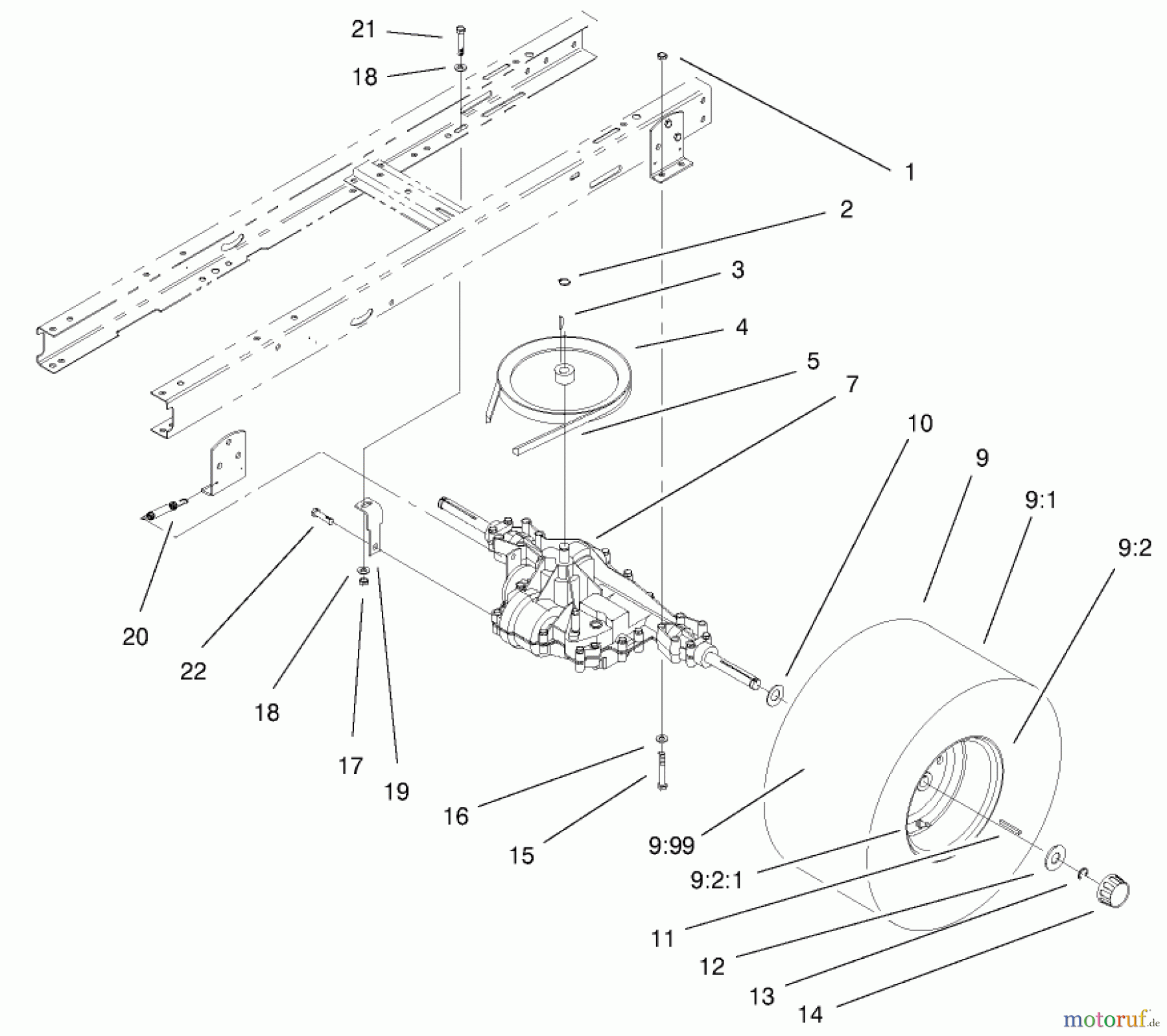 Toro Neu Mowers, Lawn & Garden Tractor Seite 1 71300 (12-32XL) - Toro 12-32XL Lawn Tractor, 2000 (200000001-200999999) 5 SPEED TRANSAXLE ASSEMBLY
