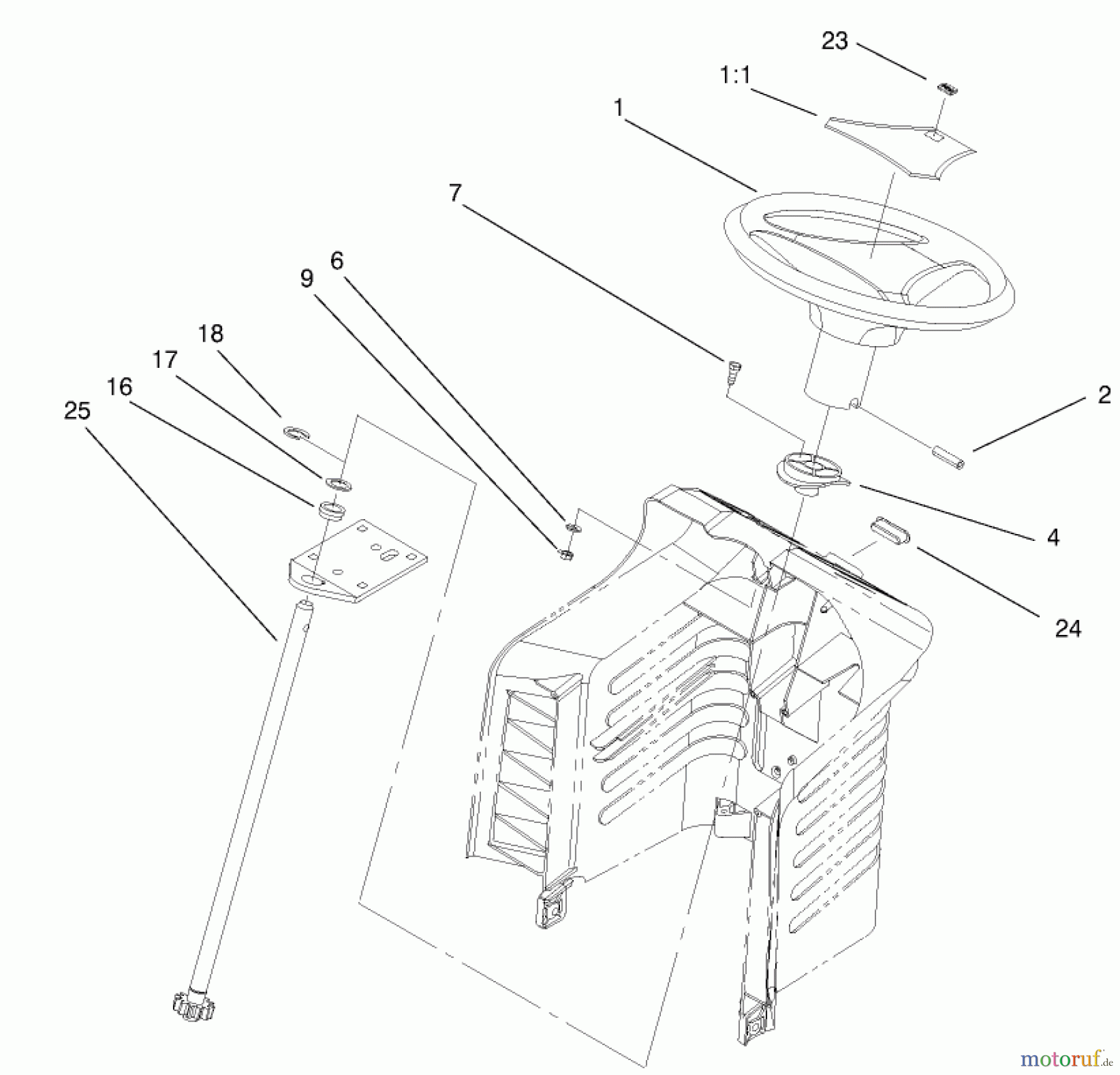  Toro Neu Mowers, Lawn & Garden Tractor Seite 1 71300 (12-32XL) - Toro 12-32XL Lawn Tractor, 2000 (200000001-200999999) FIXED STEERING ASSEMBLY