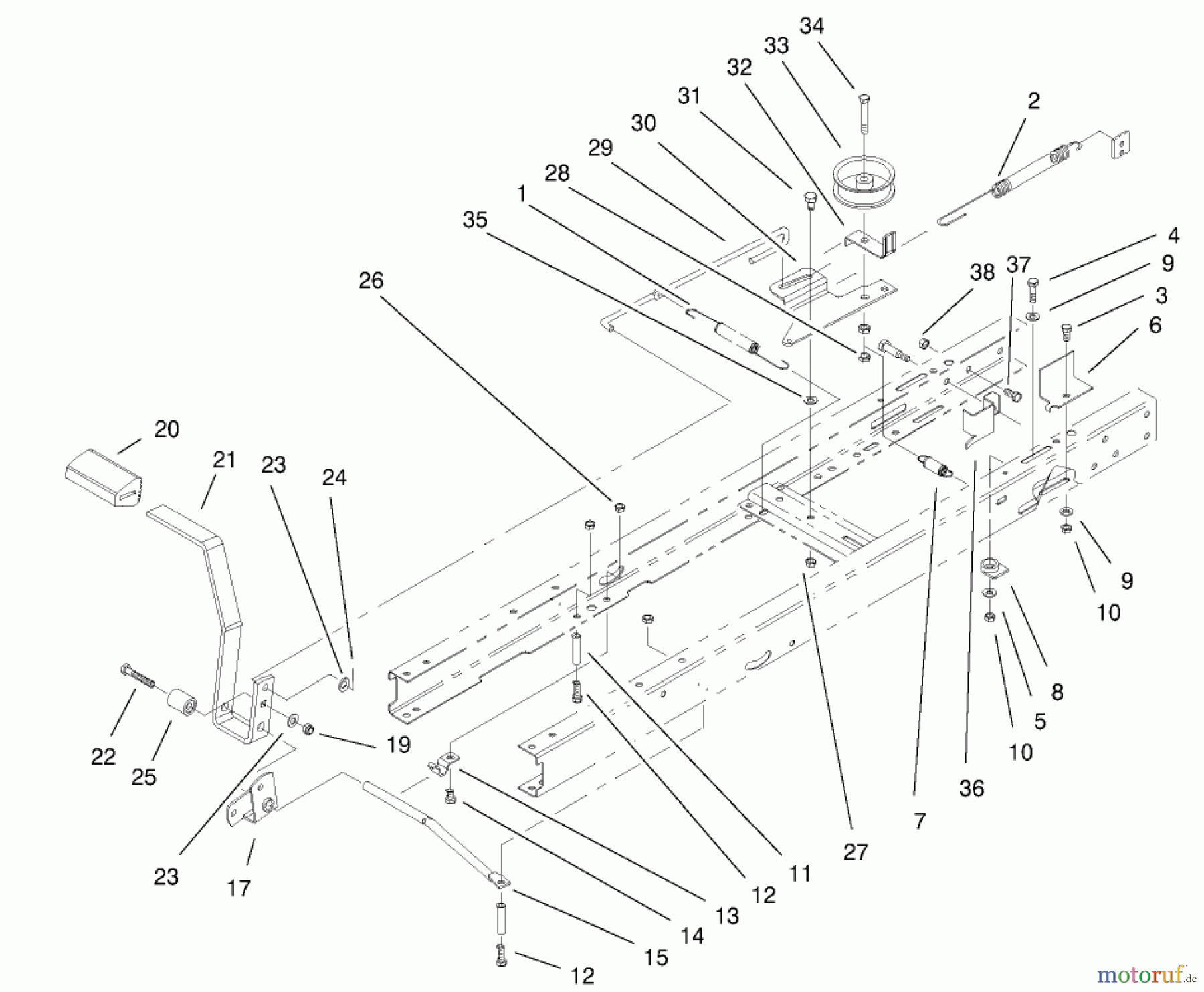 Toro Neu Mowers, Lawn & Garden Tractor Seite 1 71300 (12-32XL) - Toro 12-32XL Lawn Tractor, 2000 (200000001-200999999) TRACTION CLUTCHING COMPONENTS ASSEMBLY
