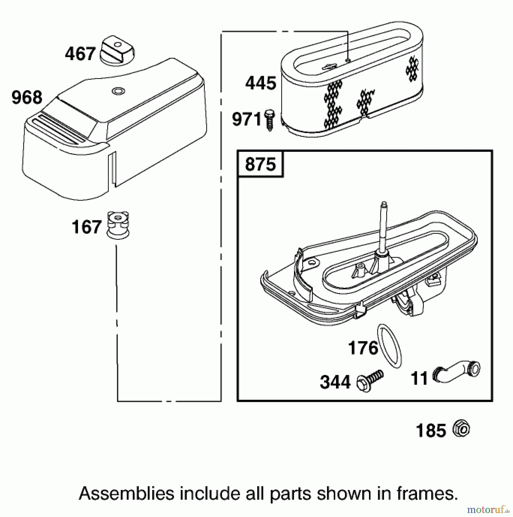 Toro Neu Mowers, Lawn & Garden Tractor Seite 1 71301 (12.5-32XLE) - Toro 12.5-32XLE Lawn Tractor, 2001 (210000001-210999999) AIR CLEANER ASSEMBLY ENGINE BRIGGS AND STRATTON MODEL 288707-1142-E1