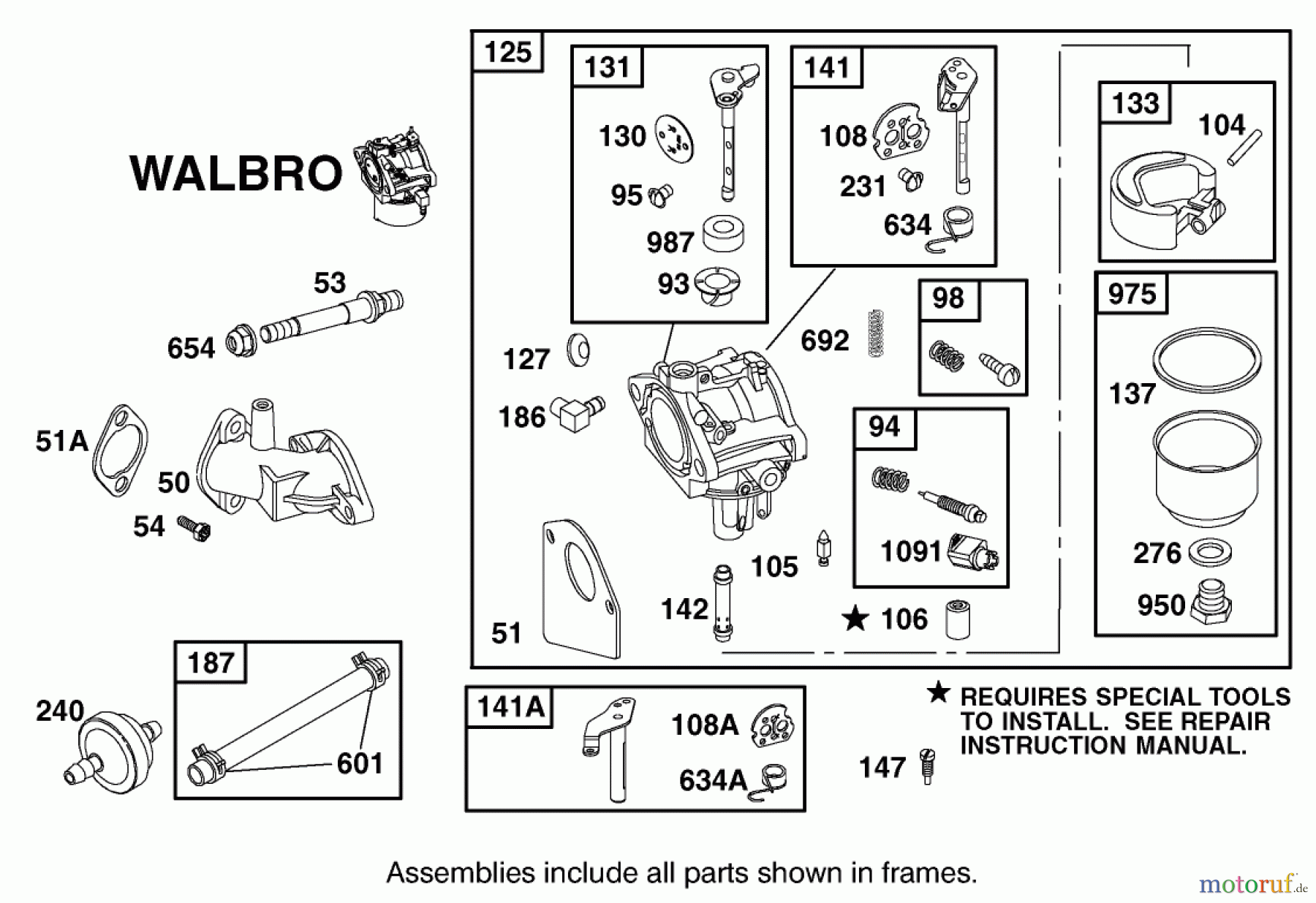 Toro Neu Mowers, Lawn & Garden Tractor Seite 1 71301 (12.5-32XLE) - Toro 12.5-32XLE Lawn Tractor, 2001 (210000001-210999999) CARBURETOR ASSEMBLY ENGINE BRIGGS AND STRATTON MODEL 288707-1142-E1 #1
