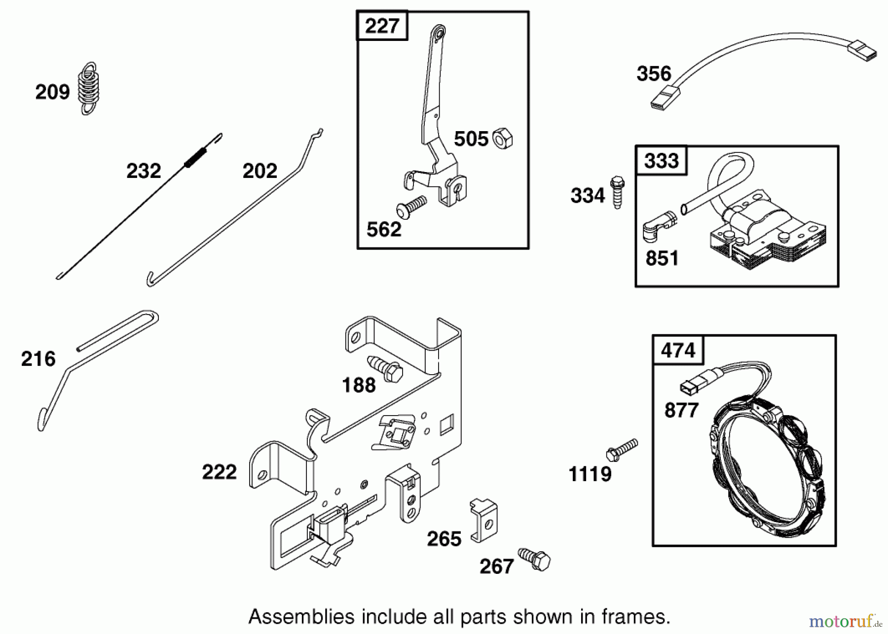 Toro Neu Mowers, Lawn & Garden Tractor Seite 1 71301 (12.5-32XLE) - Toro 12.5-32XLE Lawn Tractor, 2001 (210000001-210999999) GOVERNOR ASSEMBLY ENGINE BRIGGS AND STRATTON MODEL 288707-1142-E1