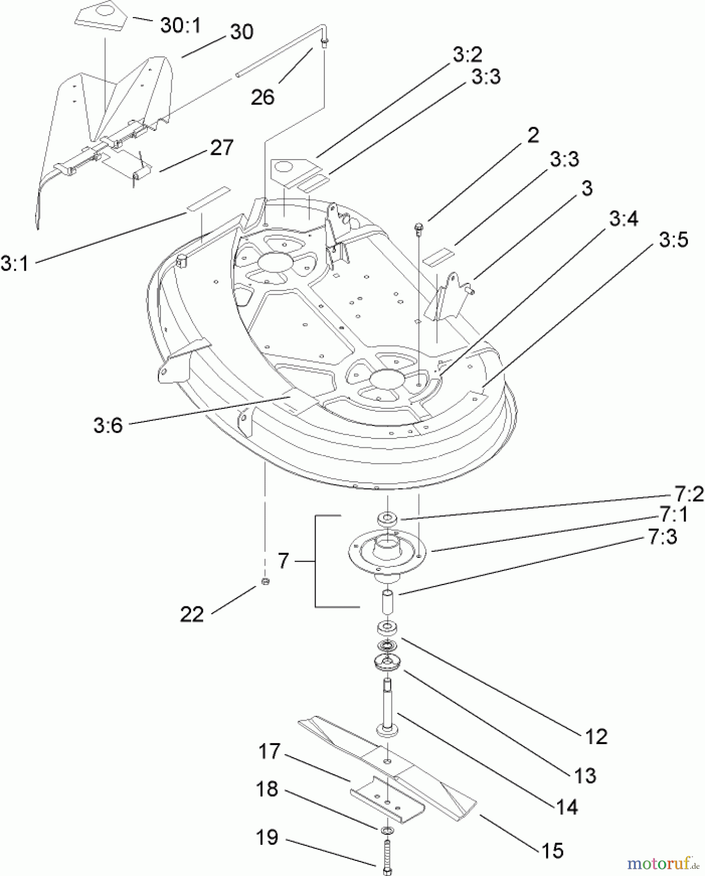 Toro Neu Mowers, Lawn & Garden Tractor Seite 1 71427 (XL 380) - Toro XL 380 Lawn Tractor, 2005 (250000001-250999999) 38IN DECK ASSEMBLY