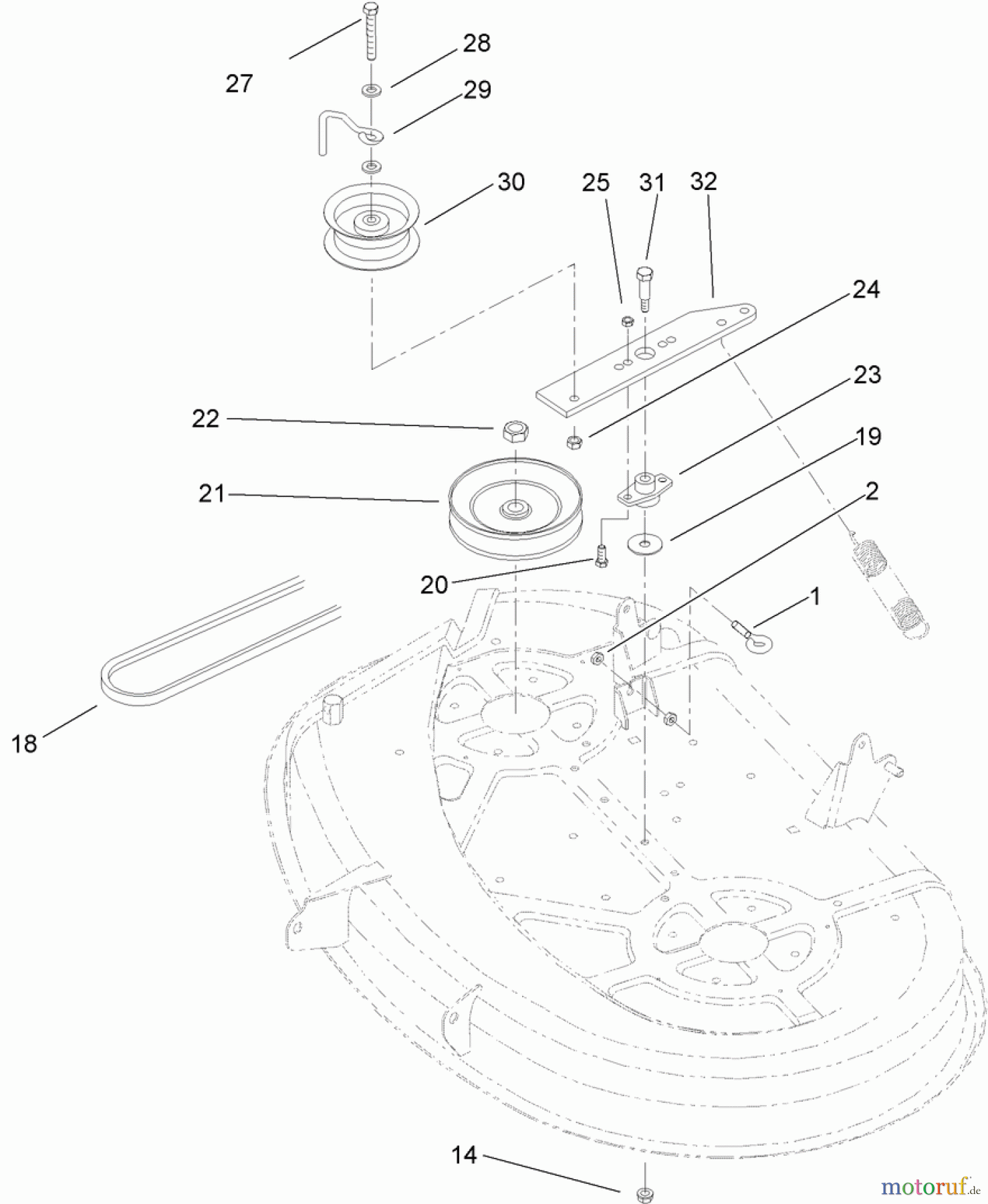 Toro Neu Mowers, Lawn & Garden Tractor Seite 1 71427 (XL 380) - Toro XL 380 Lawn Tractor, 2005 (250000001-250999999) 38IN DECK BLADE DRIVE ASSEMBLY