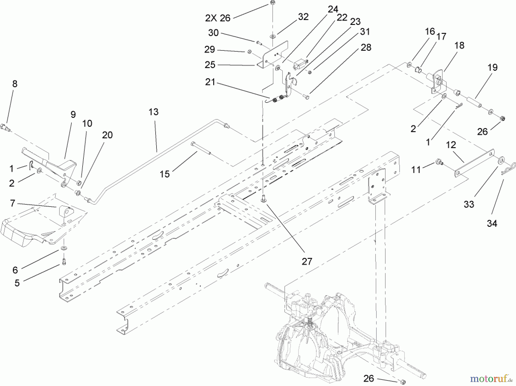 Toro Neu Mowers, Lawn & Garden Tractor Seite 1 71428 (XL 380H) - Toro XL 380H Lawn Tractor, 2005 (250000001-250999999) HYDRO TRANSAXLE CONTROL ASSEMBLY