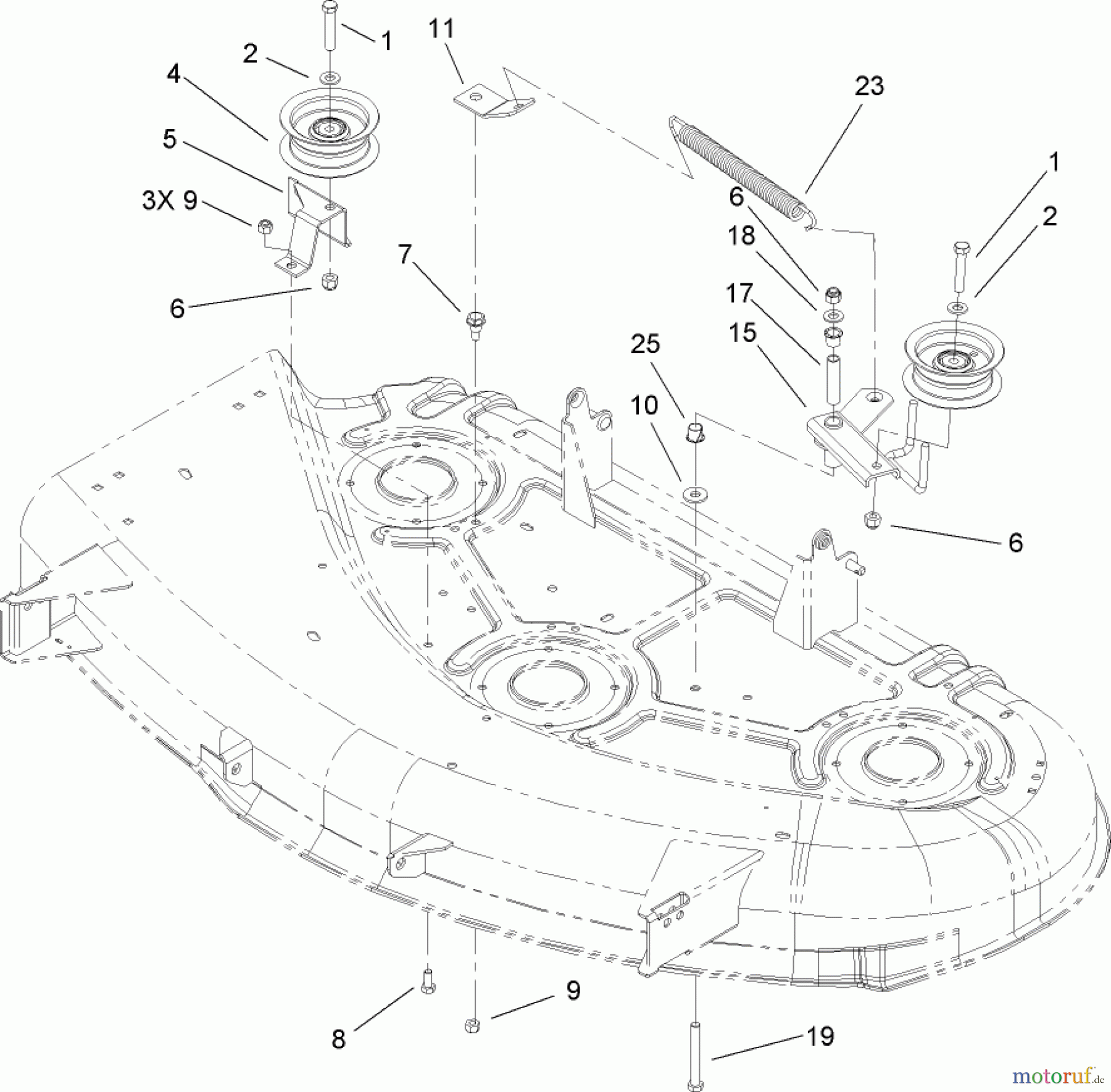 Toro Neu Mowers, Lawn & Garden Tractor Seite 1 71429 (XL 440H) - Toro XL 440H Lawn Tractor, 2005 (250000001-250999999) PULLEY AND BRAKE ASSEMBLY