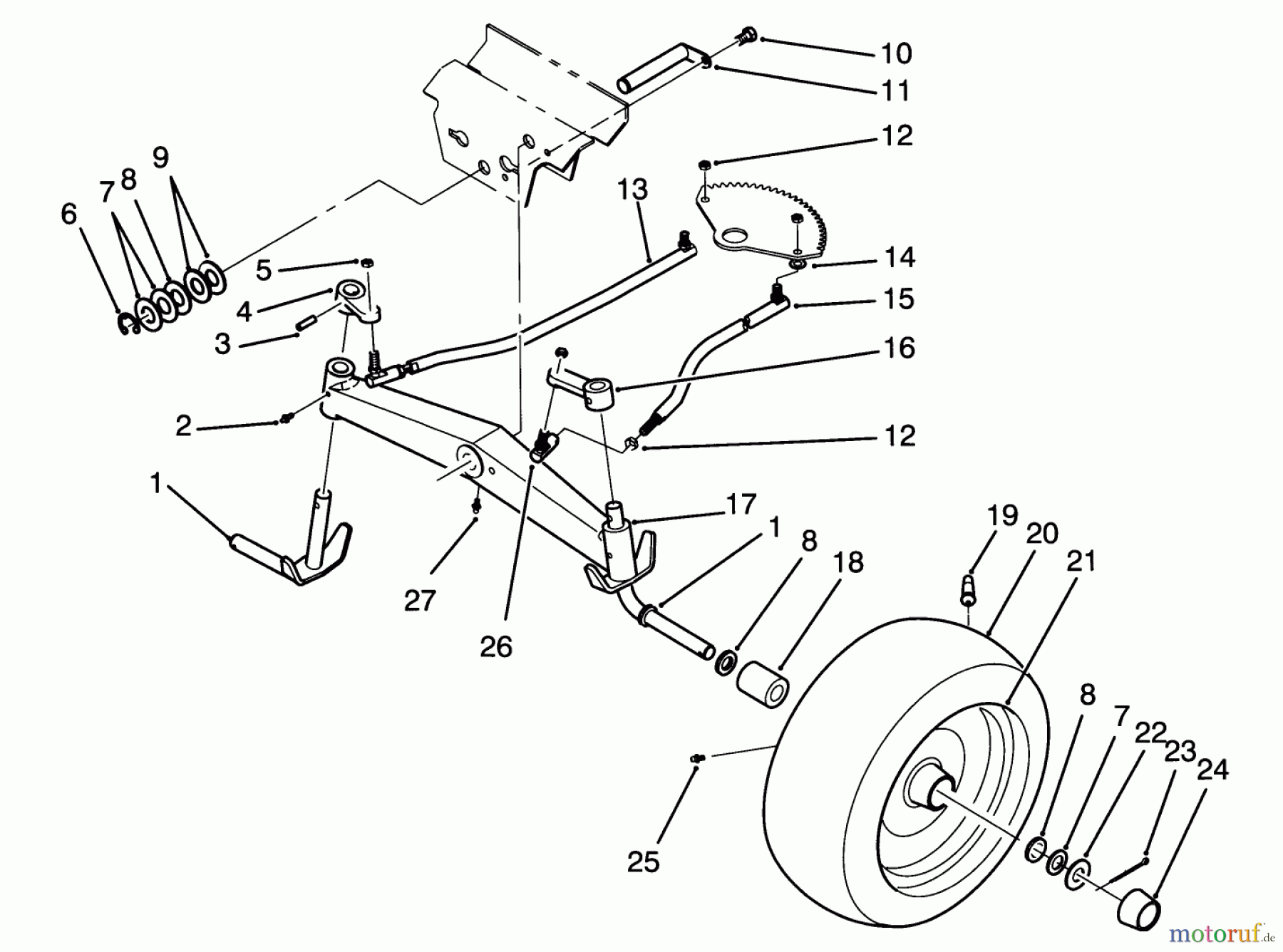 Toro Neu Mowers, Lawn & Garden Tractor Seite 1 72040 (244-5) - Toro 244-5 Yard Tractor, 1993 (3900001-3999999) FRONT AXLE ASSEMBLY