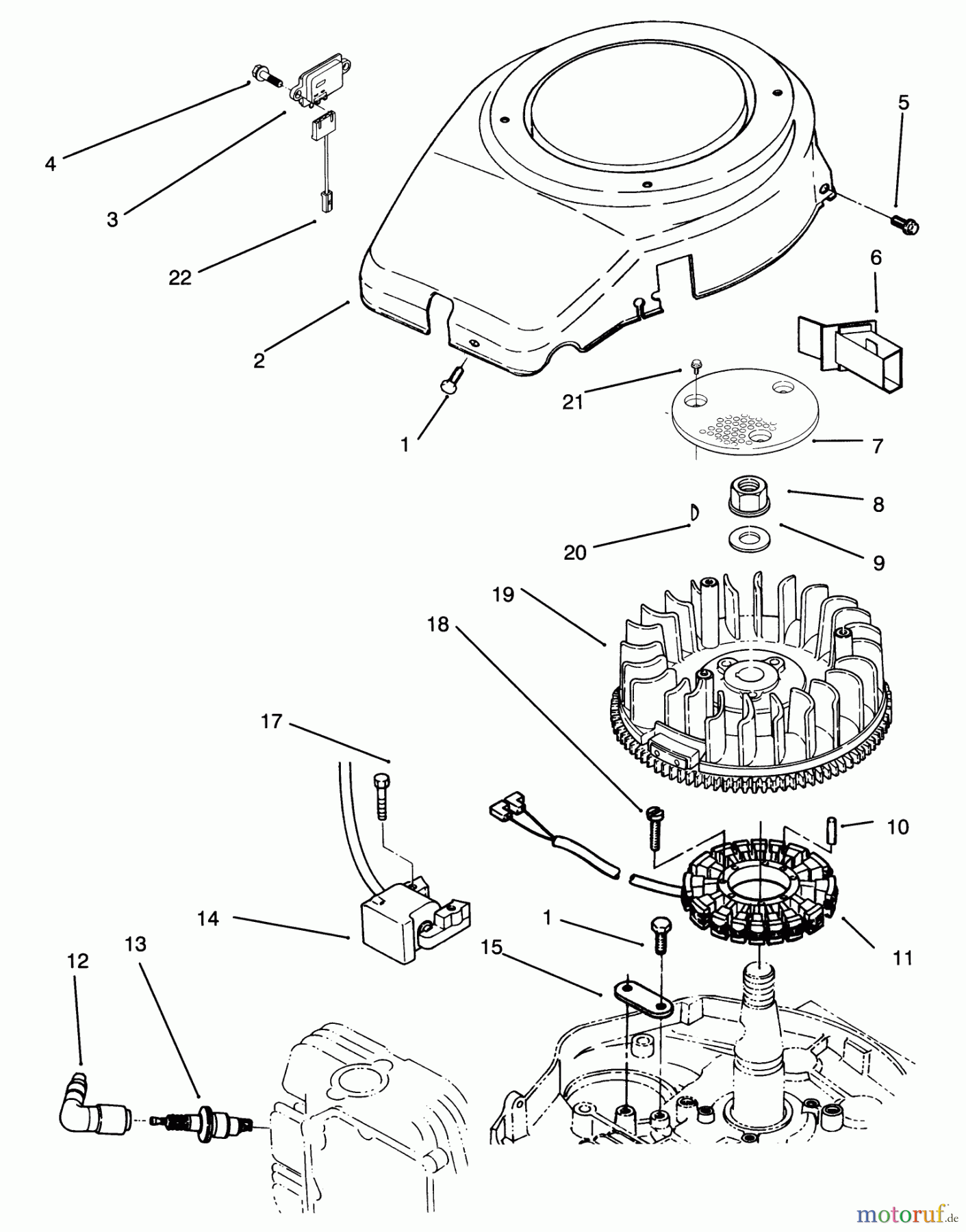 Toro Neu Mowers, Lawn & Garden Tractor Seite 1 72041 (244-H) - Toro 244-H Yard Tractor, 1993 (3900001-3999999) BLOWER HOUSING AND IGNITION ASSEMBLY