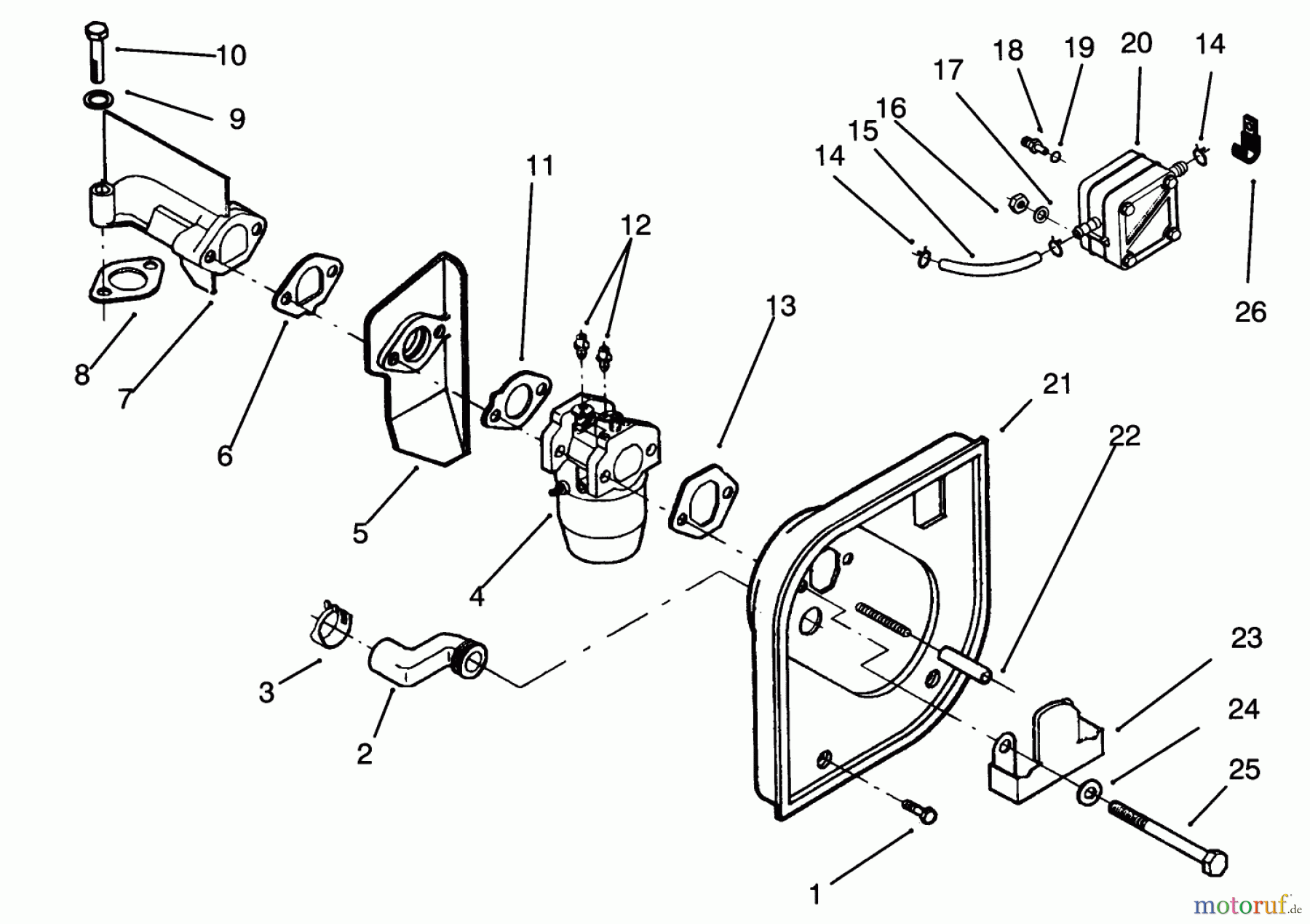 Toro Neu Mowers, Lawn & Garden Tractor Seite 1 72041 (244-H) - Toro 244-H Yard Tractor, 1993 (3900001-3999999) CARBURETOR AND FUEL PUMP
