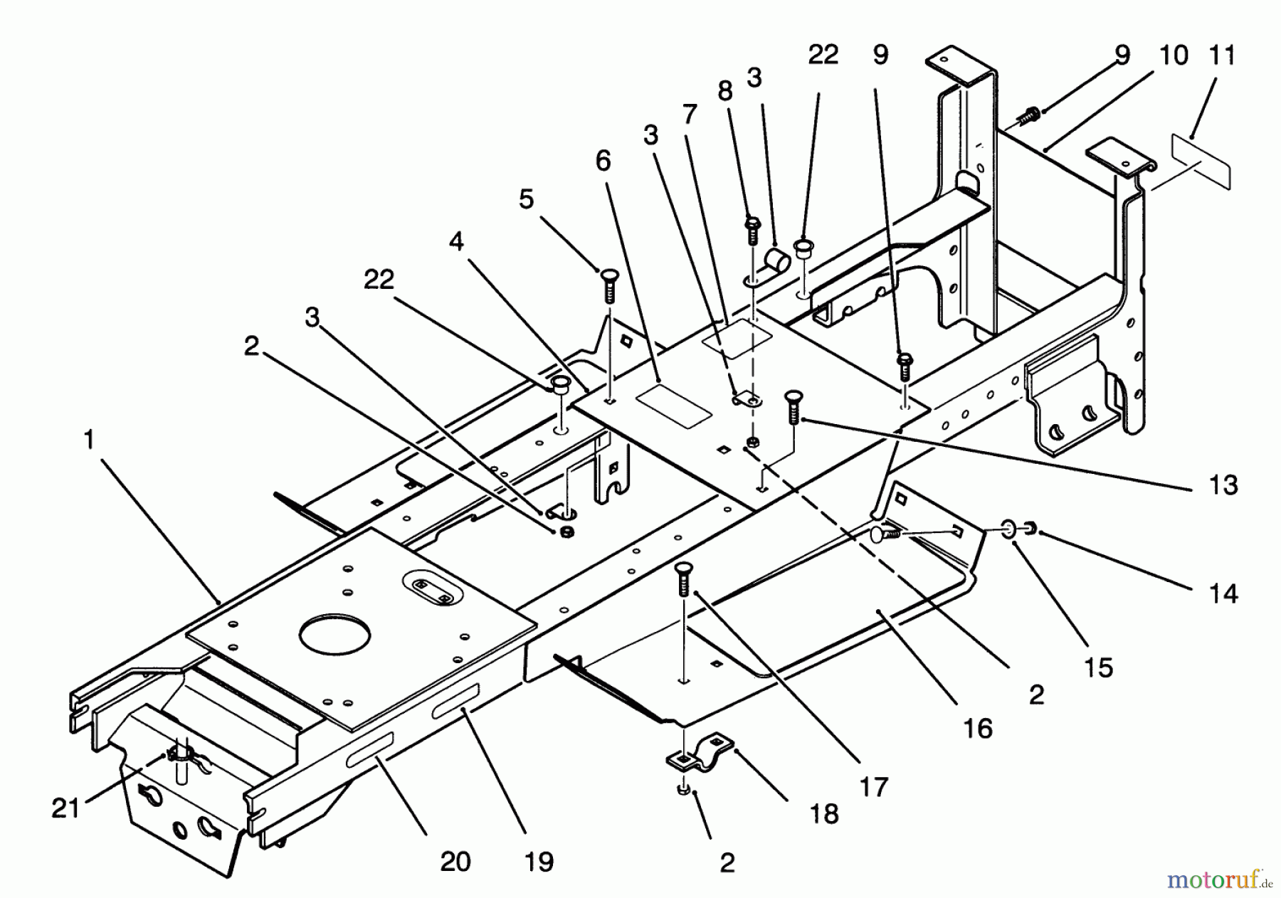 Toro Neu Mowers, Lawn & Garden Tractor Seite 1 72041 (244-H) - Toro 244-H Yard Tractor, 1993 (3900001-3999999) MAIN FRAME ASSEMBLY