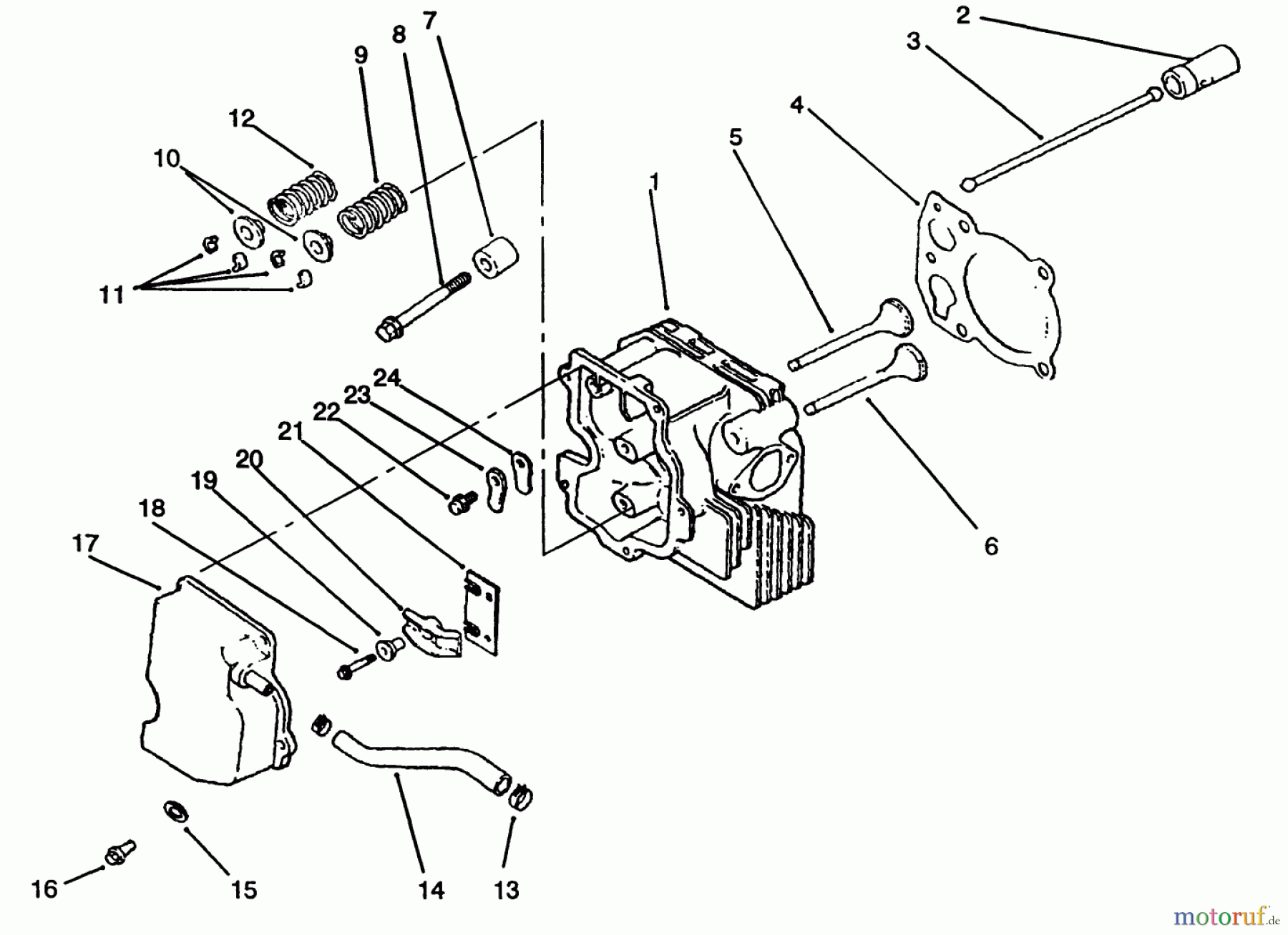 Toro Neu Mowers, Lawn & Garden Tractor Seite 1 72062 (264-6) - Toro 264-6 Yard Tractor, 1994 (4900001-4999999) CYLINDER HEAD/VALVE/BREATHER