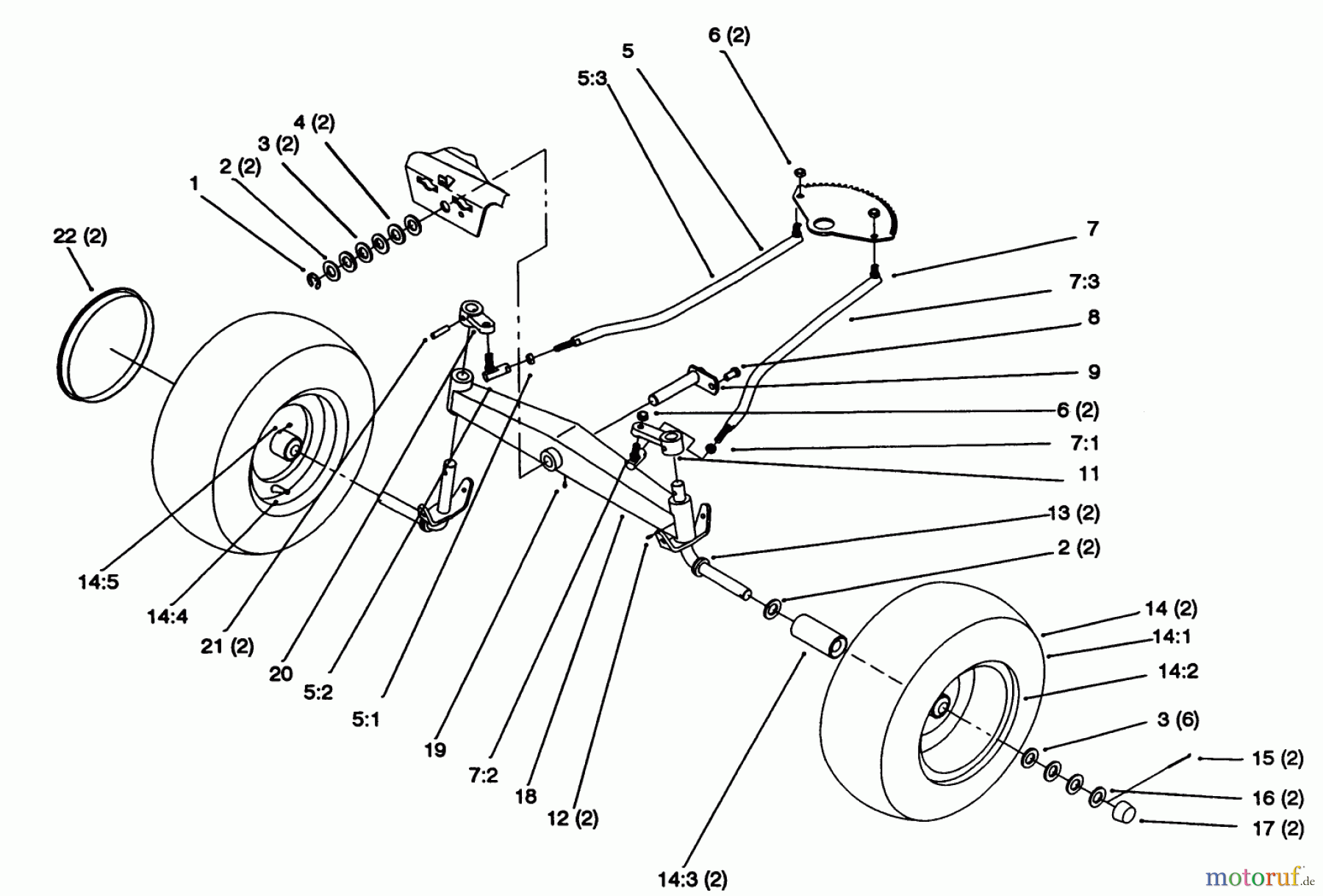 Toro Neu Mowers, Lawn & Garden Tractor Seite 1 72062 (264-6) - Toro 264-6 Yard Tractor, 1994 (4900001-4999999) FRONT AXLE