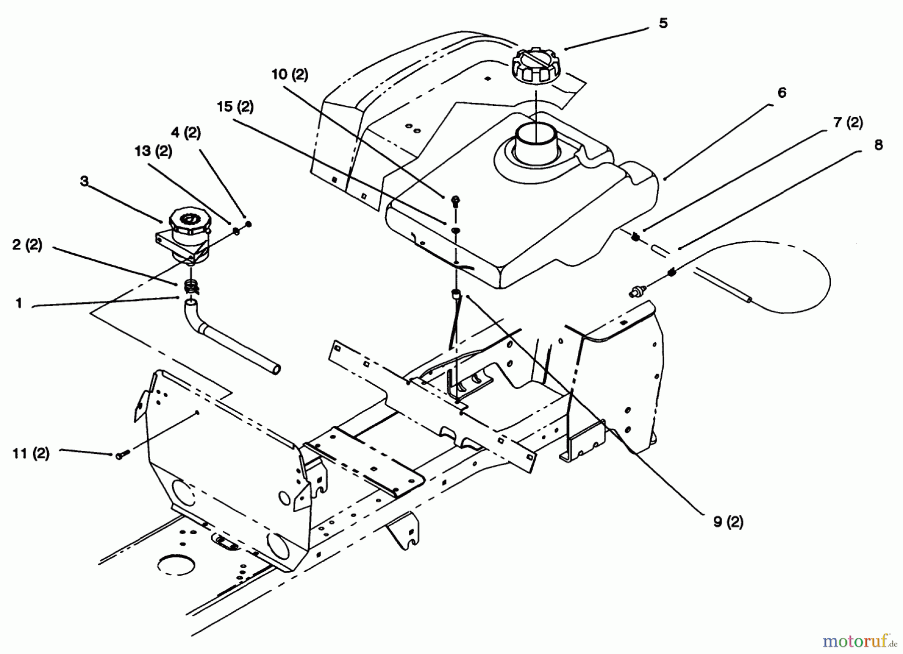Toro Neu Mowers, Lawn & Garden Tractor Seite 1 72062 (264-6) - Toro 264-6 Yard Tractor, 1994 (4900001-4999999) FUEL TANK AND HYDRO RESERVOIR