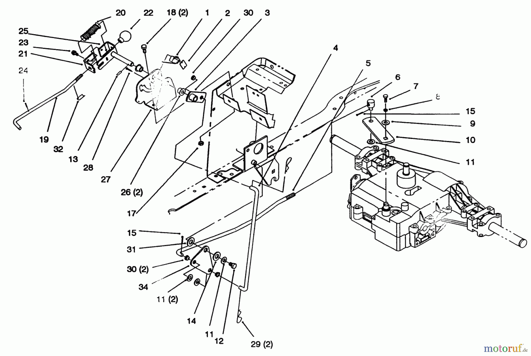 Toro Neu Mowers, Lawn & Garden Tractor Seite 1 72042 (264-6) - Toro 264-6 Yard Tractor, 1994 (4900001-4999999) GEAR SHIFT LINKAGE