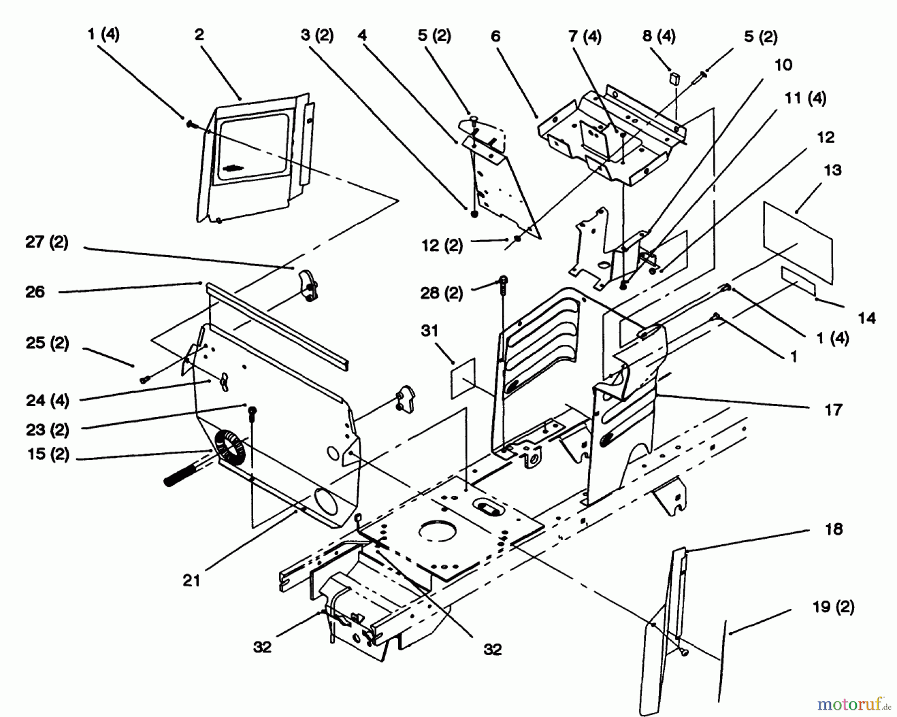 Toro Neu Mowers, Lawn & Garden Tractor Seite 1 72103 (268-H) - Toro 268-H Yard Tractor, 1994 (4900001-4999999) HOODSTAND AND FIREWALL