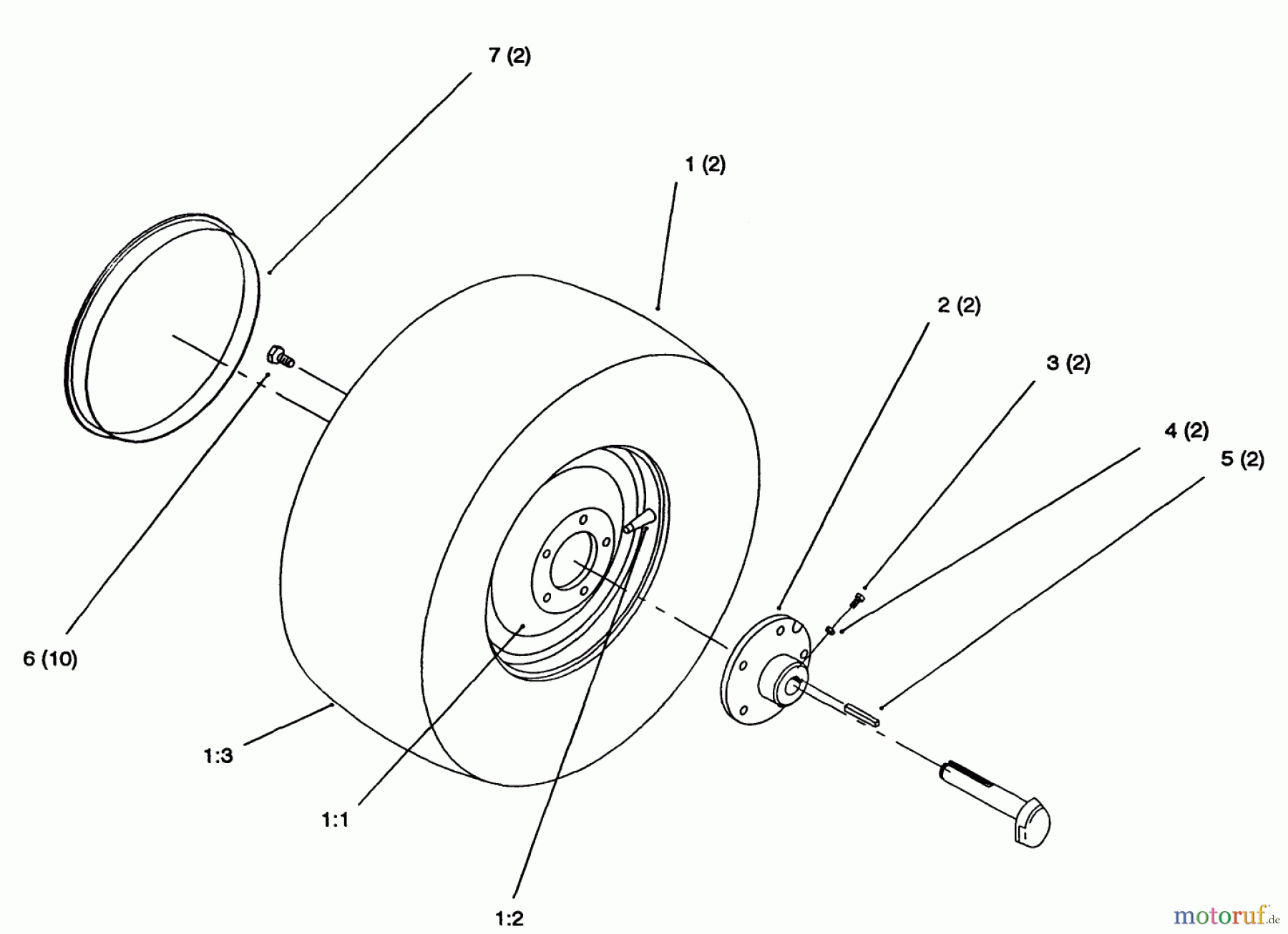 Toro Neu Mowers, Lawn & Garden Tractor Seite 1 72062 (264-6) - Toro 264-6 Yard Tractor, 1994 (4900001-4999999) REAR WHEEL