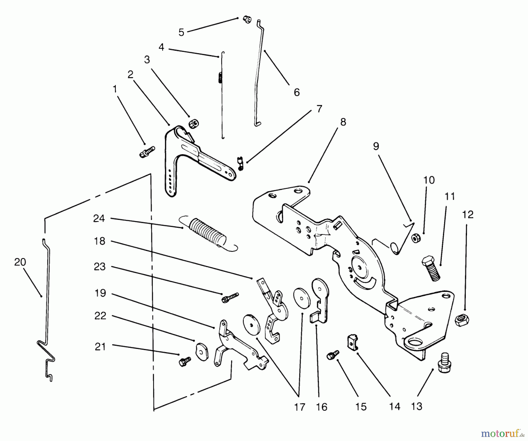  Toro Neu Mowers, Lawn & Garden Tractor Seite 1 72043 (264-H) - Toro 264-H Yard Tractor, 1995 (5900001-5901475) ENGINE CONTROLS (KOHLER ENGINE CV16S-PS61514)