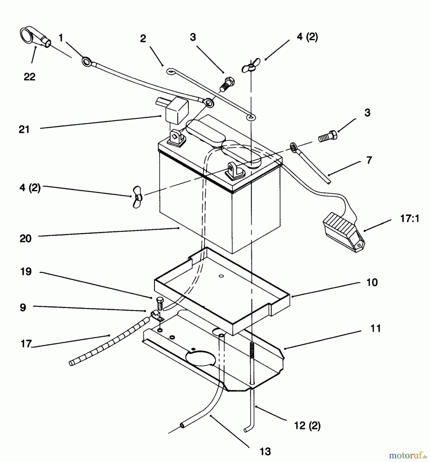 Toro Neu Mowers, Lawn & Garden Tractor Seite 1 72063 (264-H) - Toro 264-H Yard Tractor, 1995 (5900499-5999999) BATTERY