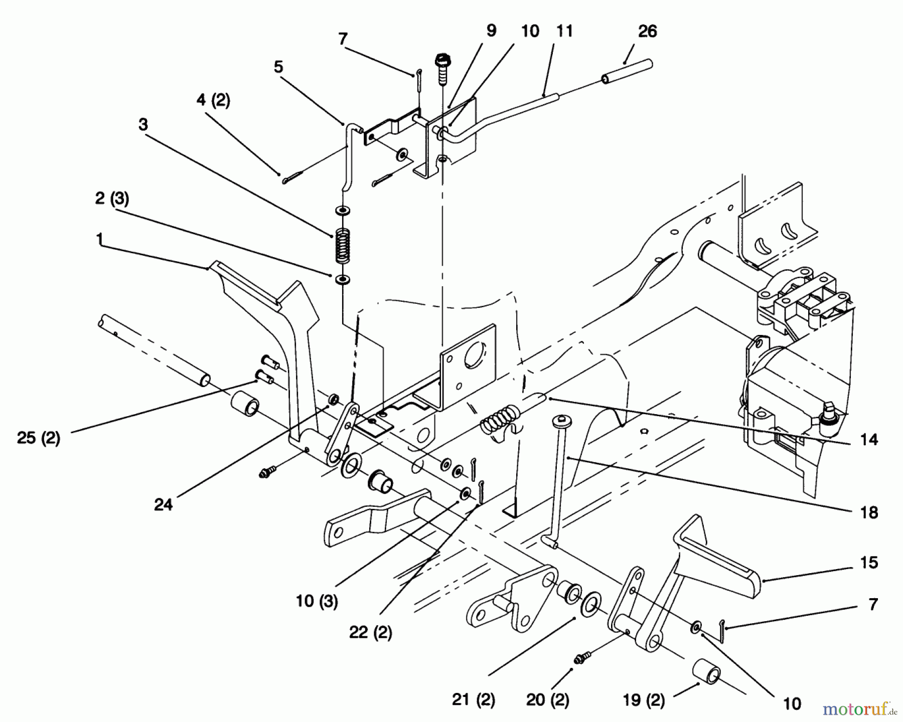 Toro Neu Mowers, Lawn & Garden Tractor Seite 1 72043 (264-H) - Toro 264-H Yard Tractor, 1996 (6900001-6999999) CLUTCH AND BRAKE-GEAR