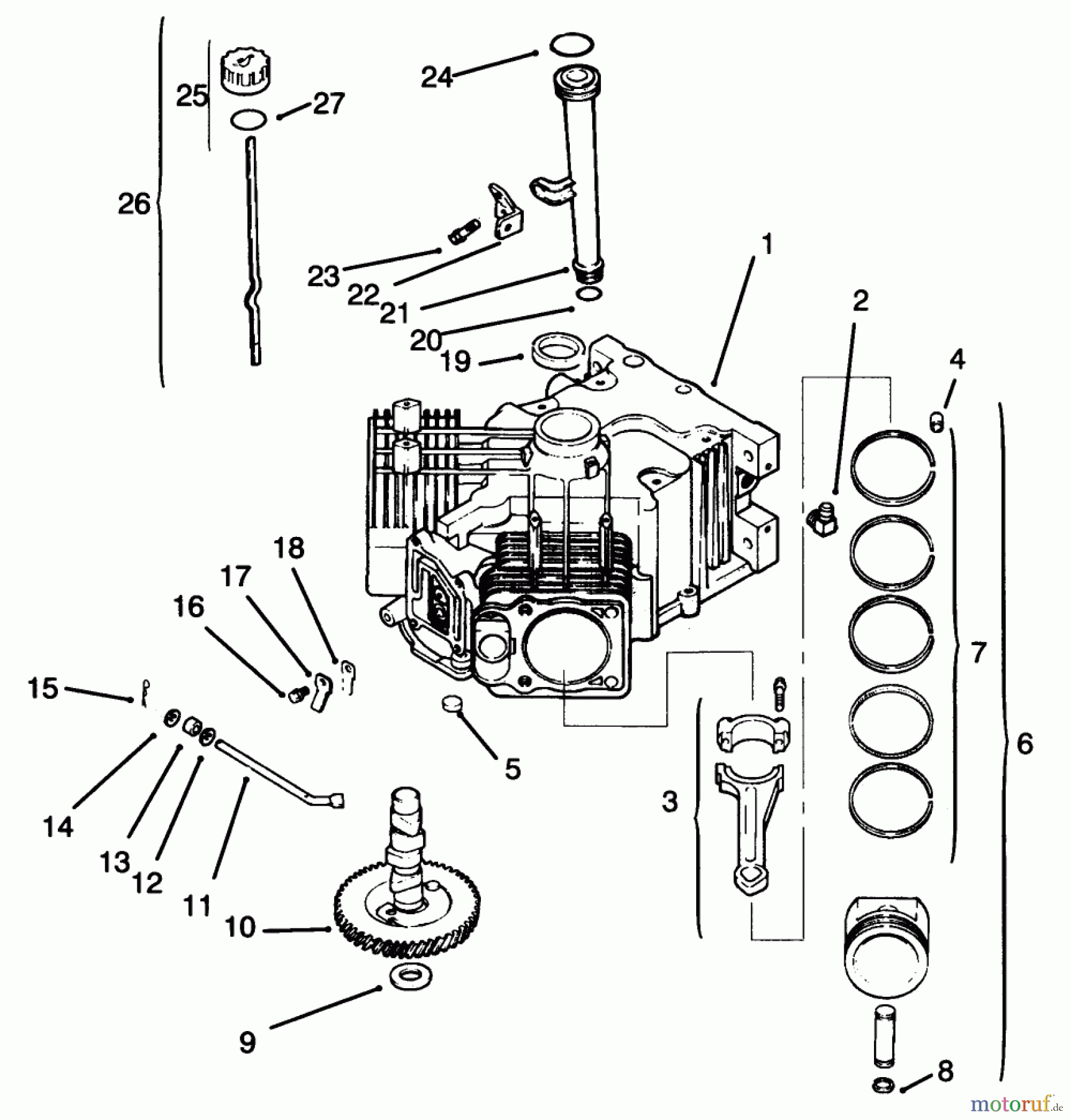 Toro Neu Mowers, Lawn & Garden Tractor Seite 1 72043 (264-H) - Toro 264-H Yard Tractor, 1996 (6900001-6999999) CRANKCASE #2