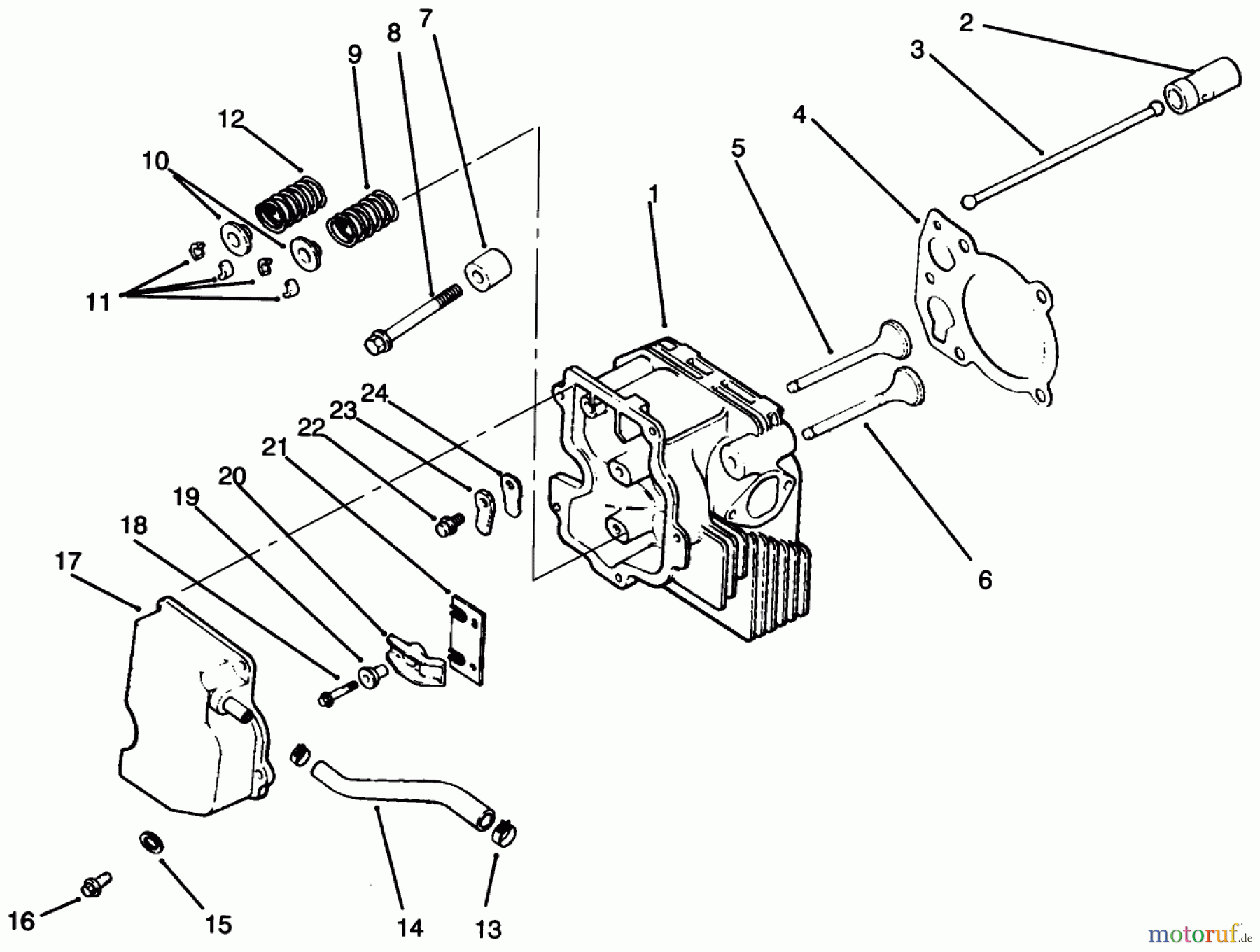 Toro Neu Mowers, Lawn & Garden Tractor Seite 1 72043 (264-H) - Toro 264-H Yard Tractor, 1996 (6900001-6999999) CYLINDER HEAD/VALVE/BREATHER