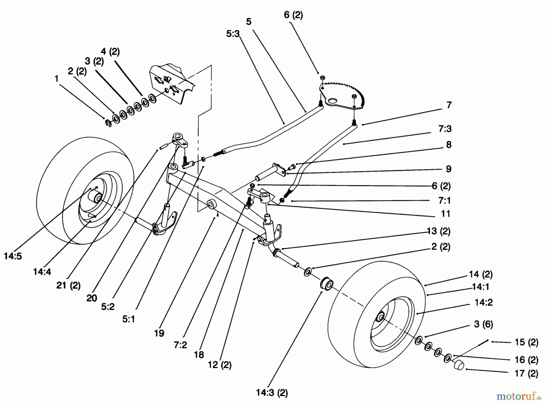 Toro Neu Mowers, Lawn & Garden Tractor Seite 1 72043 (264-H) - Toro 264-H Yard Tractor, 1996 (6900001-6999999) FRONT AXLE