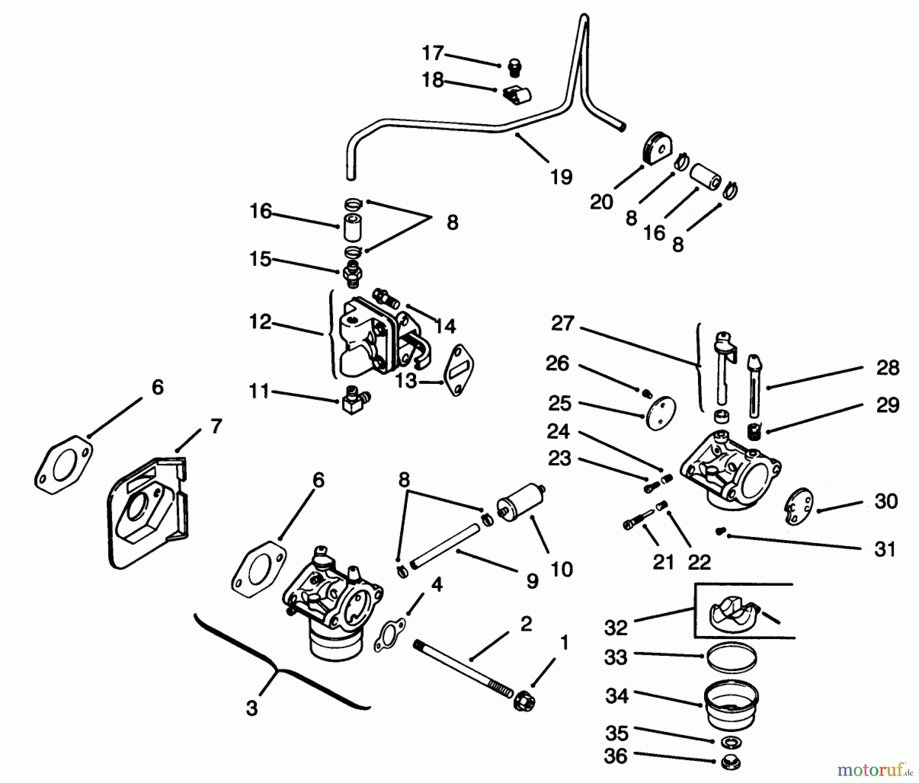 Toro Neu Mowers, Lawn & Garden Tractor Seite 1 72043 (264-H) - Toro 264-H Yard Tractor, 1996 (6900001-6999999) FUEL SYSTEM #1