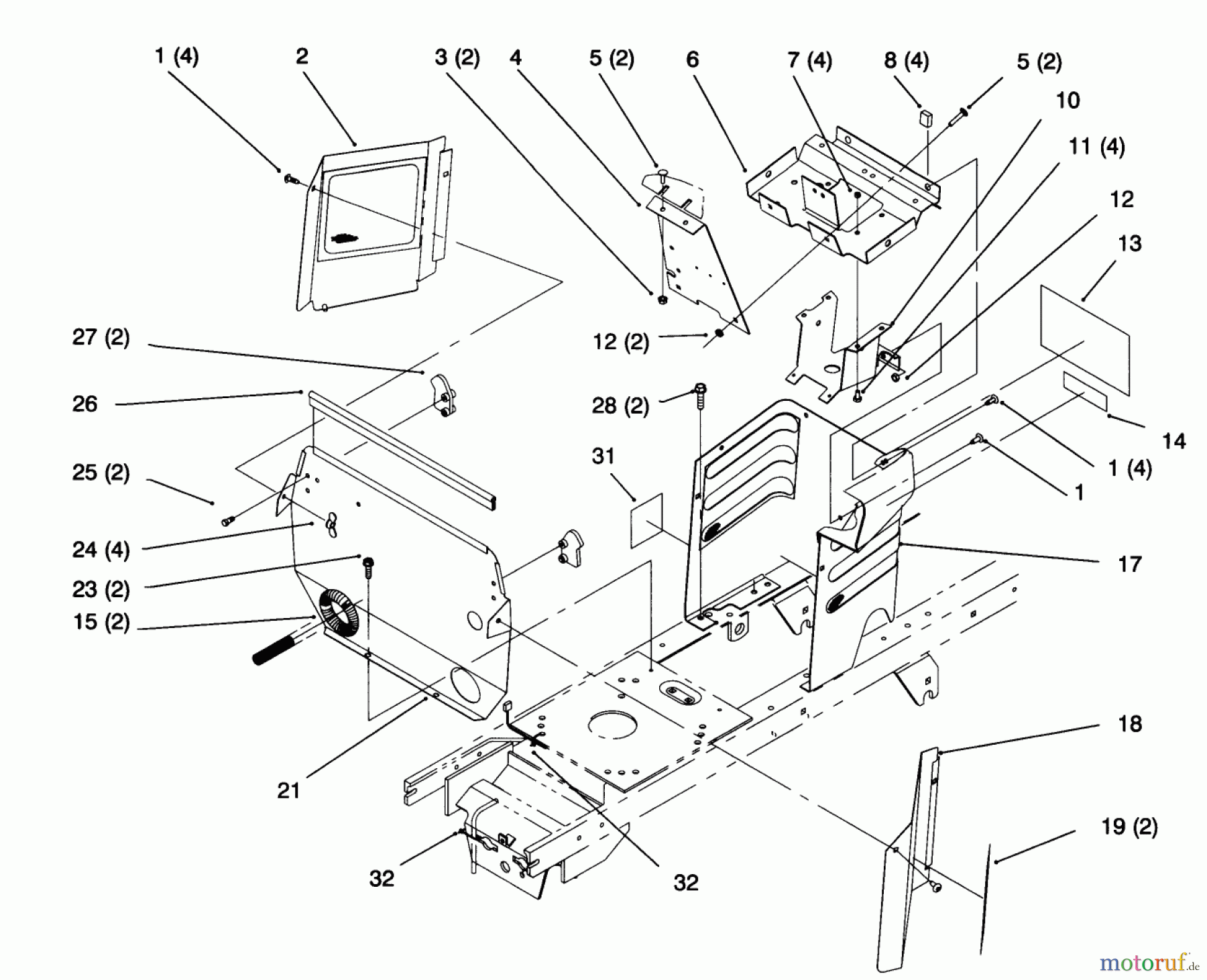 Toro Neu Mowers, Lawn & Garden Tractor Seite 1 72063 (264-H) - Toro 264-H Yard Tractor, 1995 (5900499-5999999) HOODSTAND AND FIREWALL
